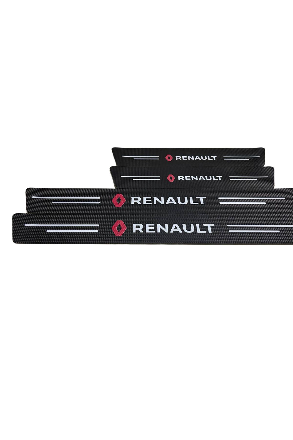 Autowise Renault Logolu Karbon Kapı Eşiği Koruyucu Bant Folyo 4'lü Set