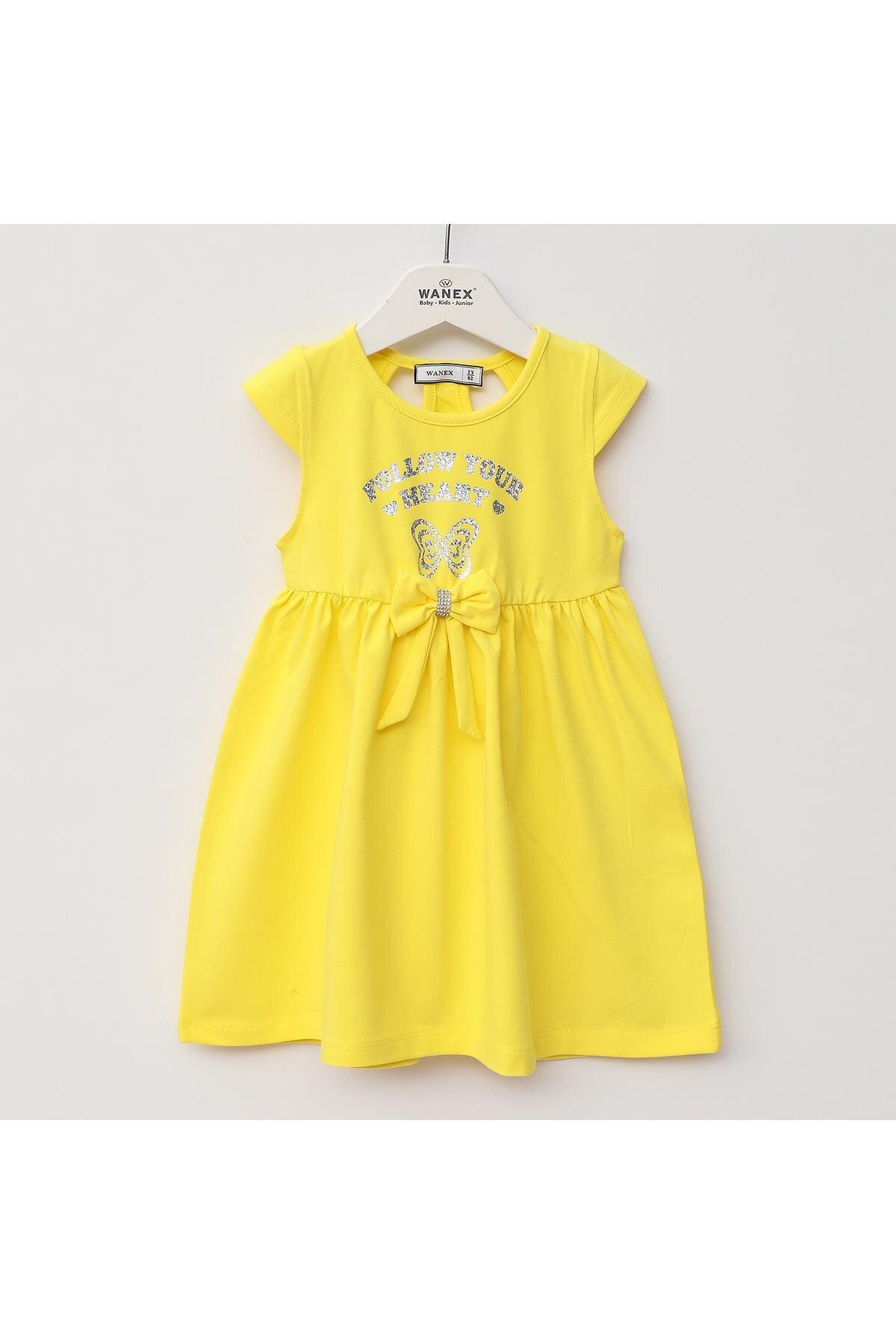WANEX Kız Çocuk Kısa Kol Elbise - 4246319 - Sarı