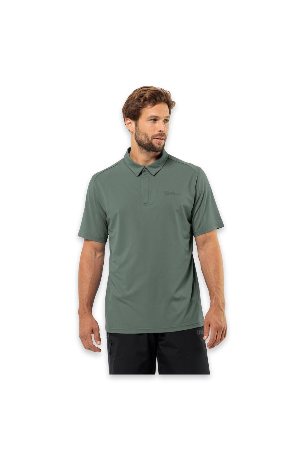 Jack Wolfskin 1809801Tr Delgami Polo M Yeşil Erkek T-Shirt