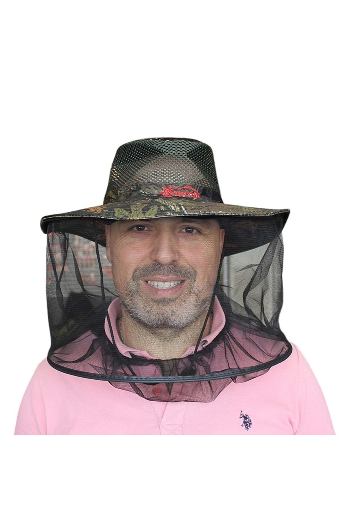 CAPTAIN Fisherman Style Foter Dy-01 Arı Sivrisinek Haşere Koruyucu Tüllü Şapka