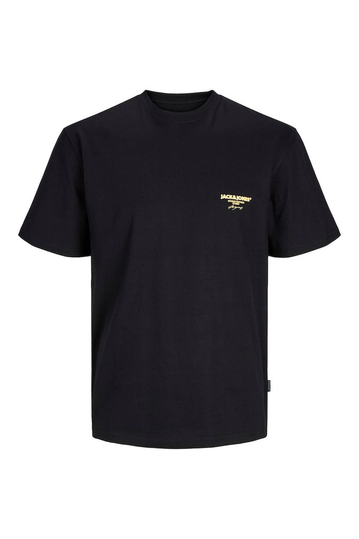 Jack & Jones Erkek T-shirt Siyah 12256494 Jorbora Brandıng Tee Ss Crew Neck Blk