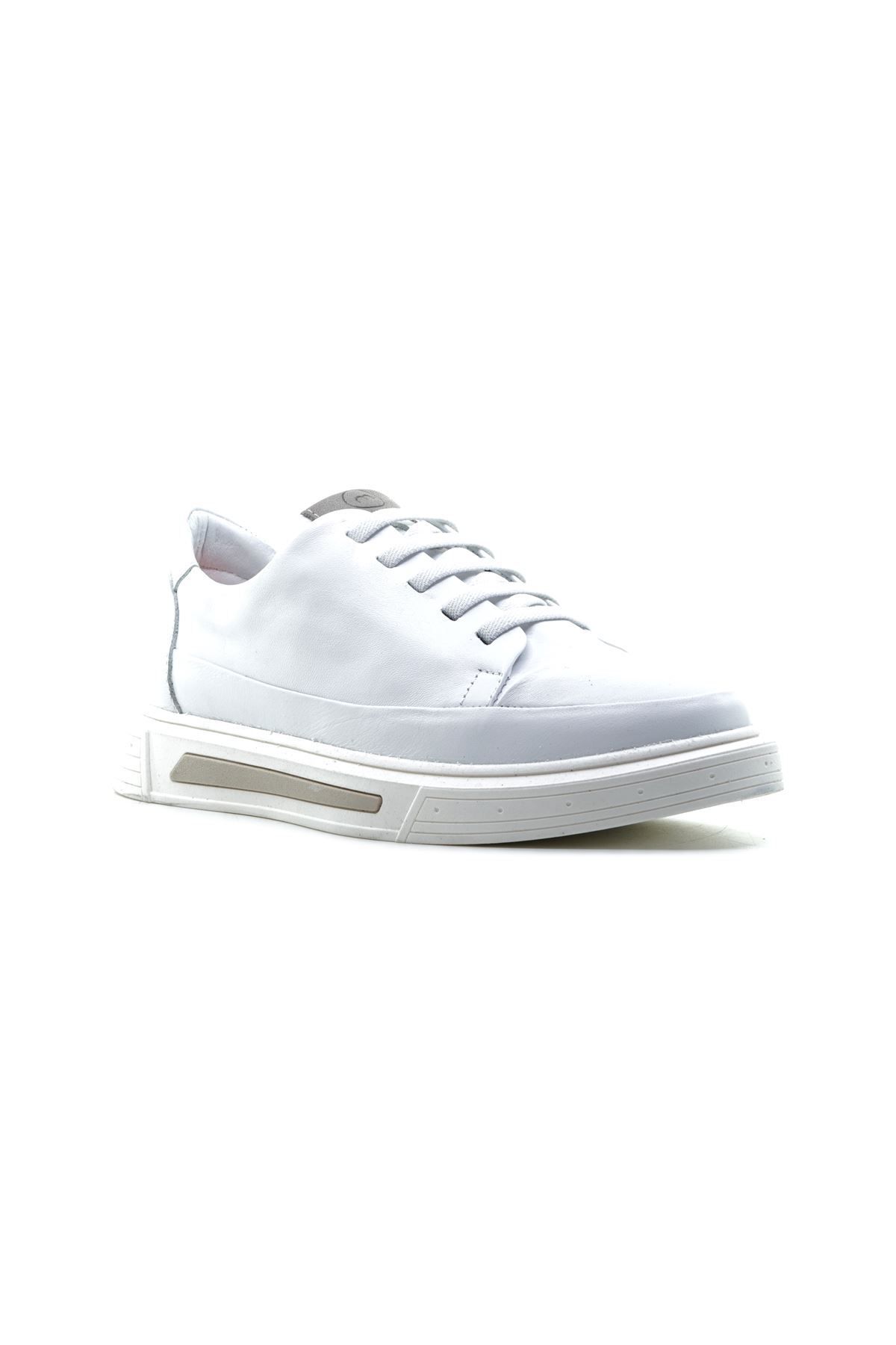 Mammamia 3950 Beyaz Hakiki Deri Kadın Sneaker Spor Ayakkabı