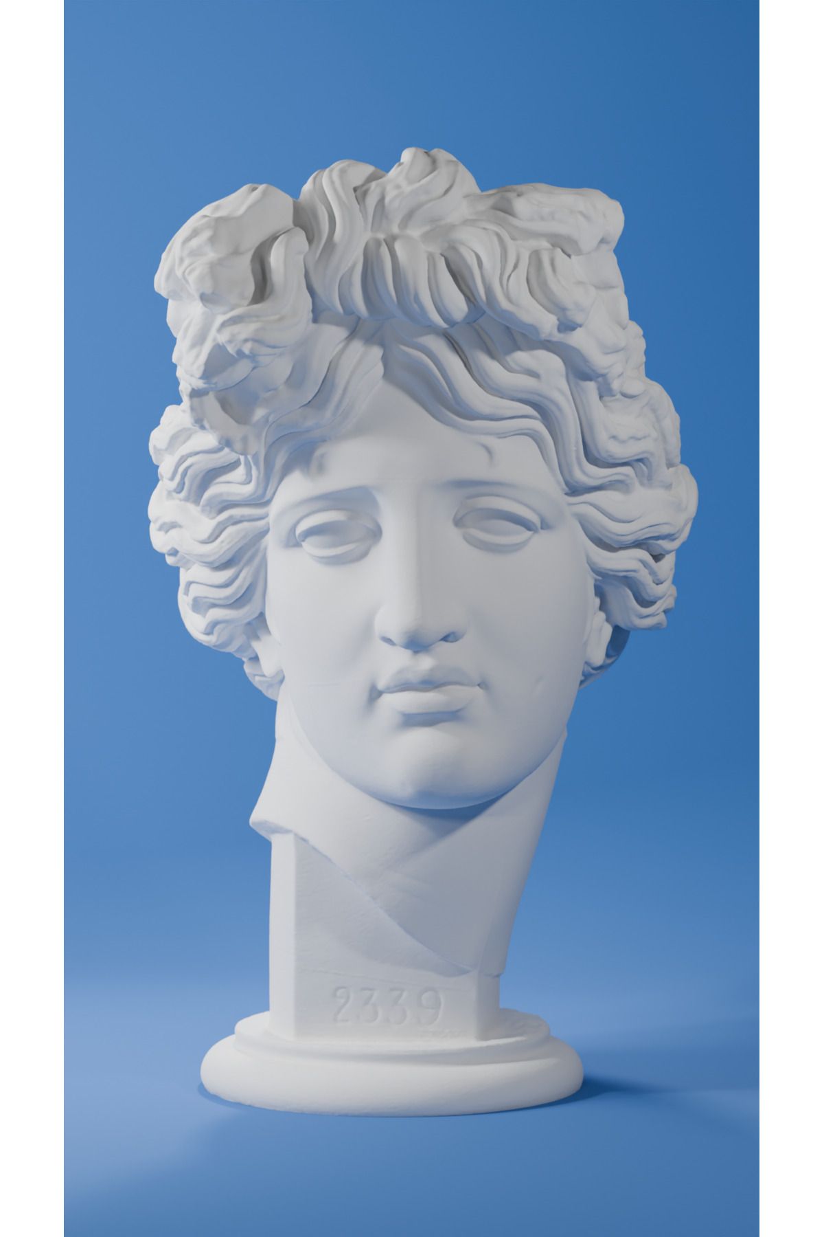 Cuboid 3D Büyük Boy 20cm Dekoratif Apollon Heykel Figür Büst Beyaz Renk Büyük Boy 20cm