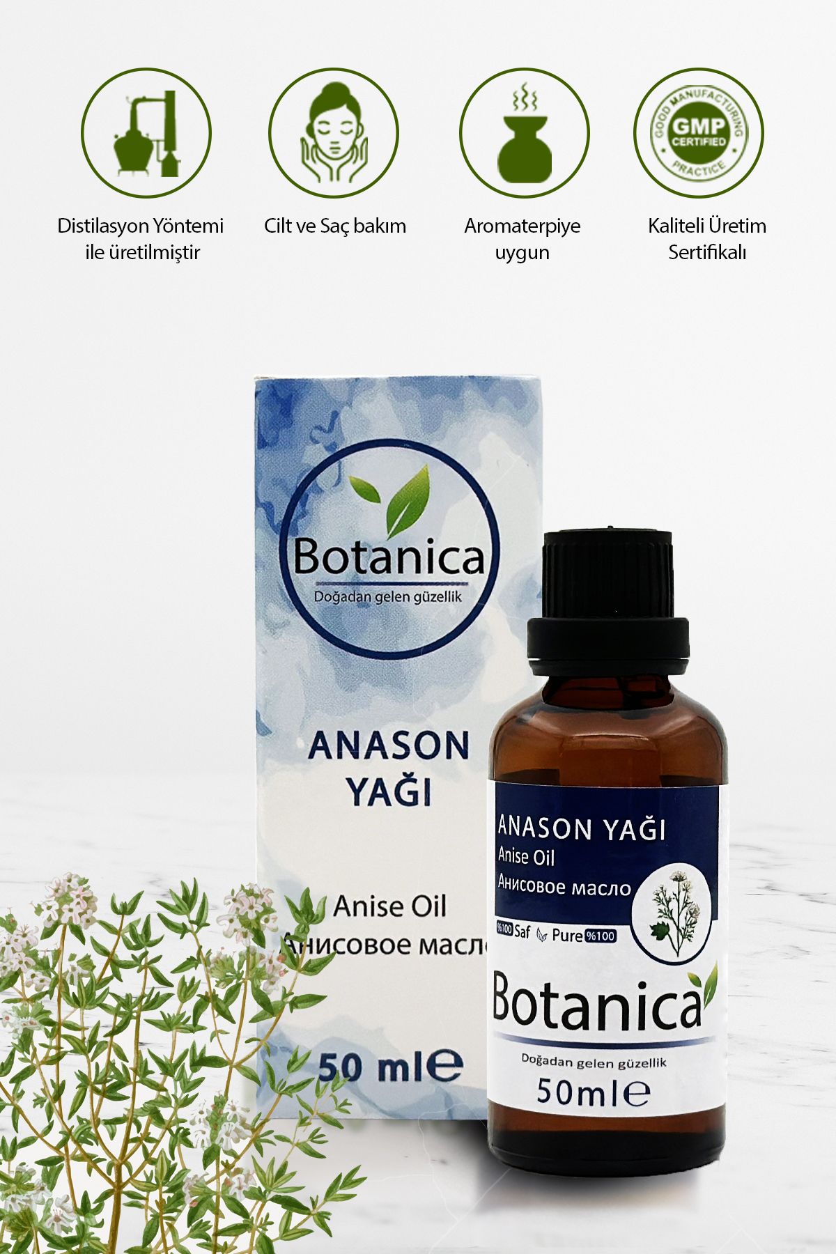 botanica Anason Yağı -pimpinella Anisum- (saç Bakımı ) Aromatik Yağ Uçucu Bakım Yağı 50 ml