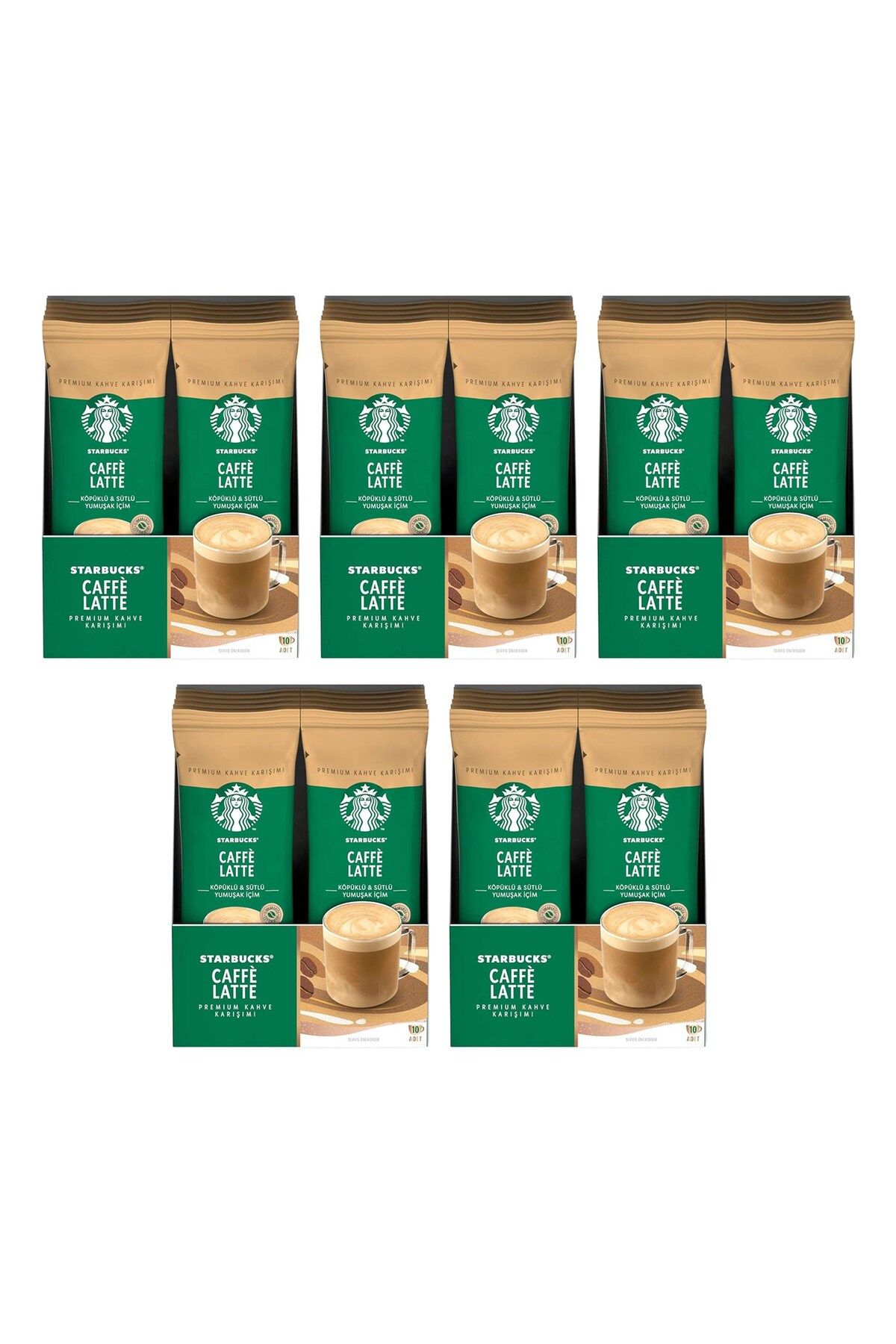 Starbucks Caffe Latte Premium Kahve Karışımı 14 Gr 10 lu x 5 Kutu