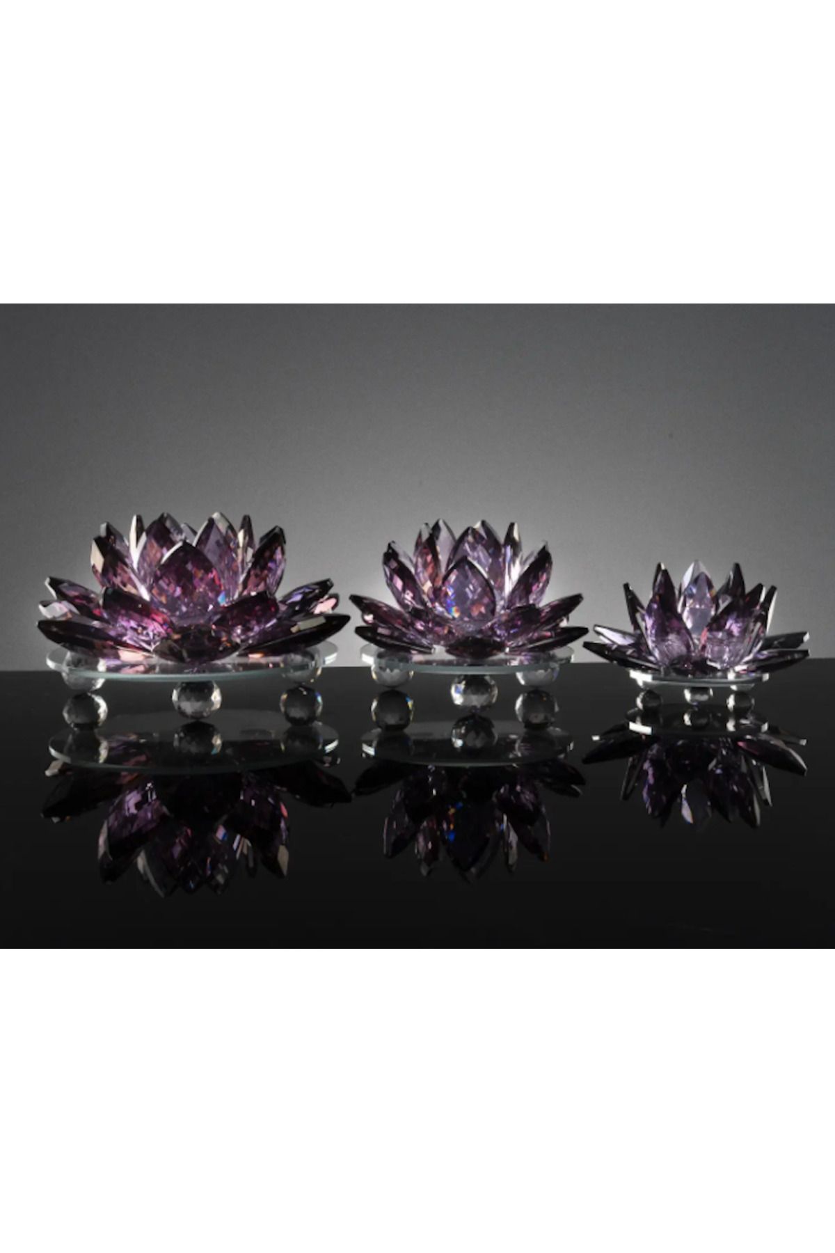 MIARIK DESIGN & DEKORASYON Dekoratif Kristal 3lu Lotus Obje, Mumluk