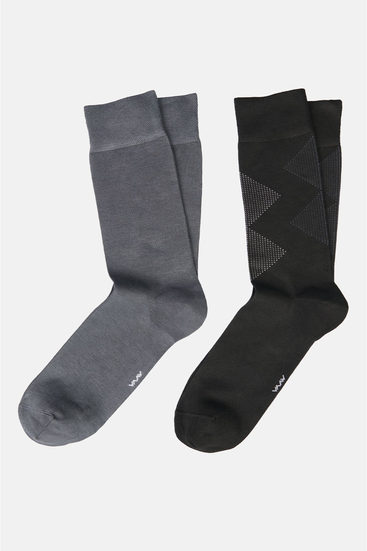 Avva Erkek Siyah Desenli 2'li Soket Çorap A12y8528
