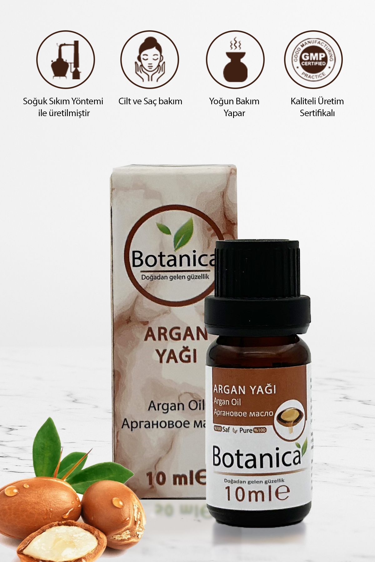 botanica Argan Yağı - Argania Spinosa- ( Yıpranmış, Kuru Ve Cansız Saçlar Için ) Saç Bakım Yağı 10 ml