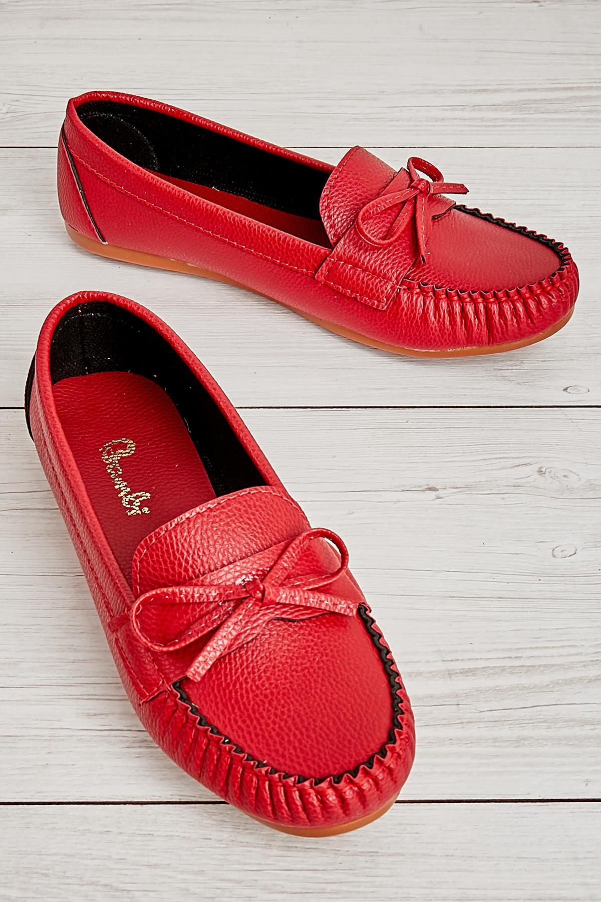 Bambi Kırmızı Kadın Loafer Ayakkabı K01542005009