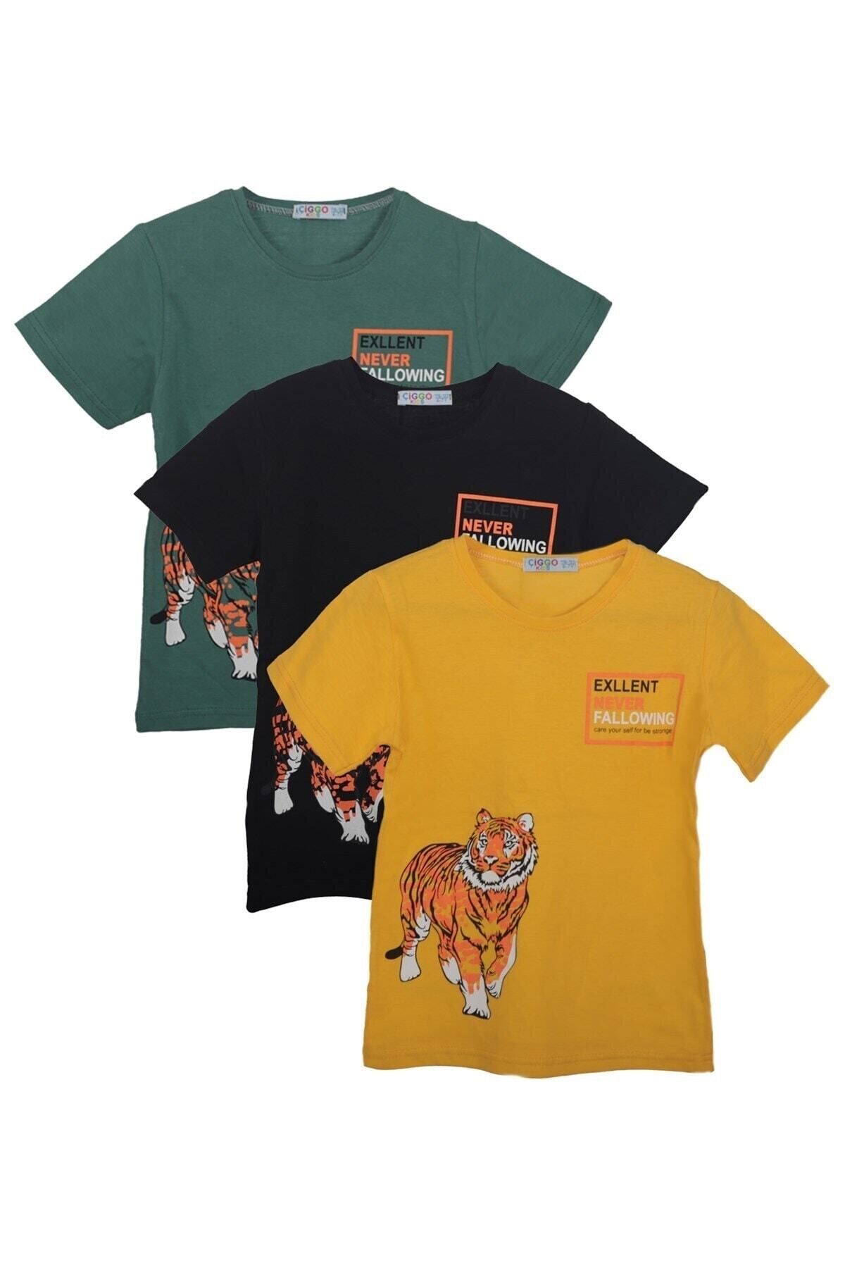 Çiggo Kids 3'lü Karma Renk Baskılı Unisex T-shirt/tişört