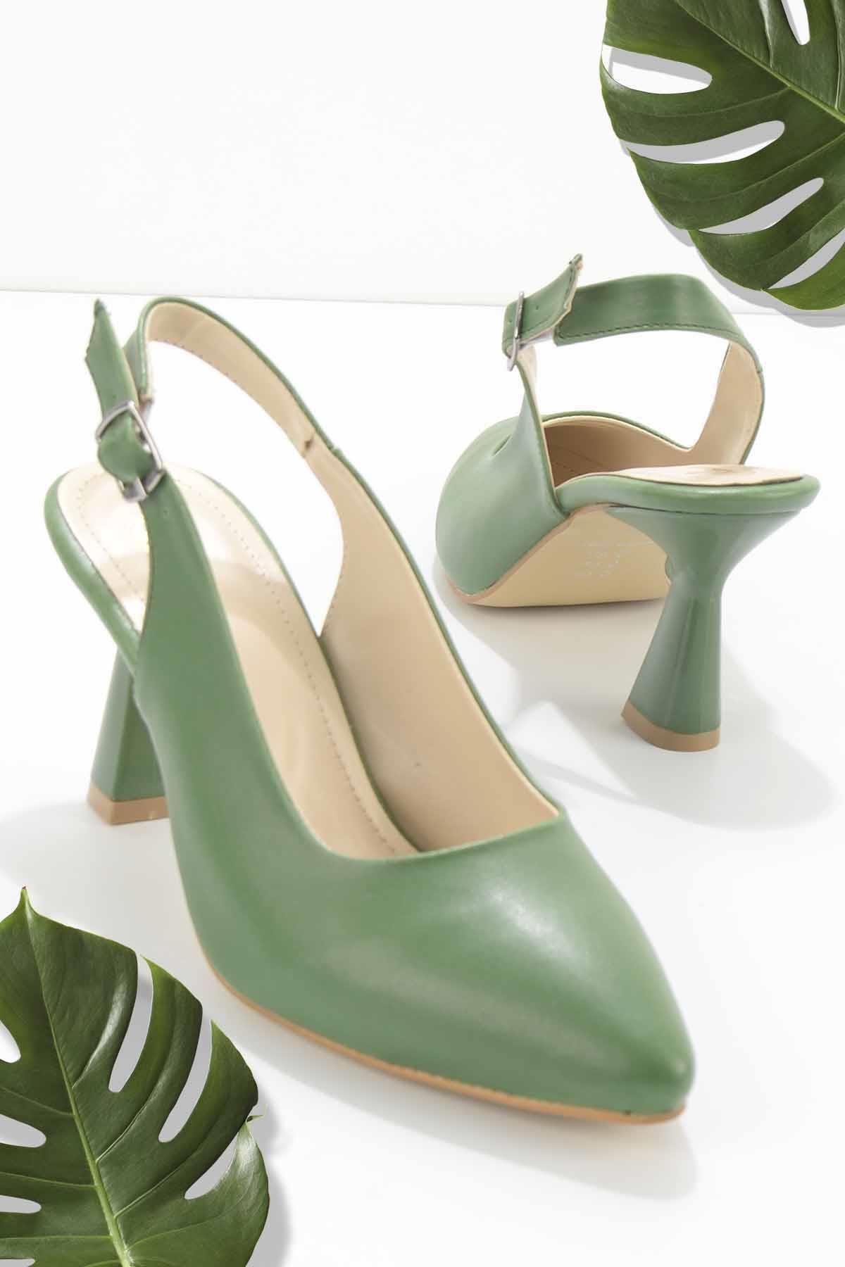 Bambi Yeşil Kadın Klasik Topuklu Ayakkabı K01671120109