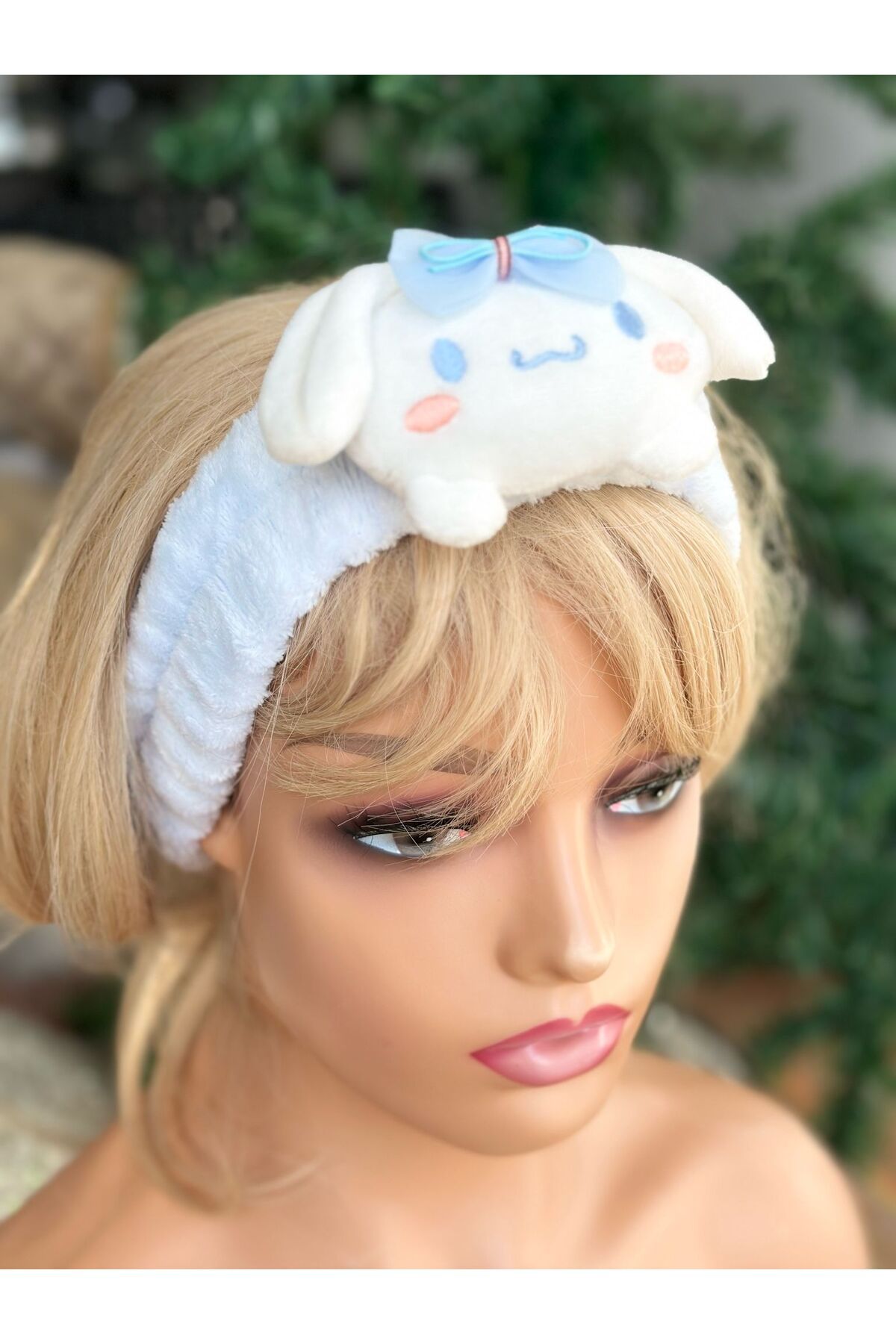 QUEEN AKSESUAR Peluş oyuncak hello kitty kuromi oyuncaklı bebek çocuk kadın makyaj bandana saç bantı lastikli beyaz