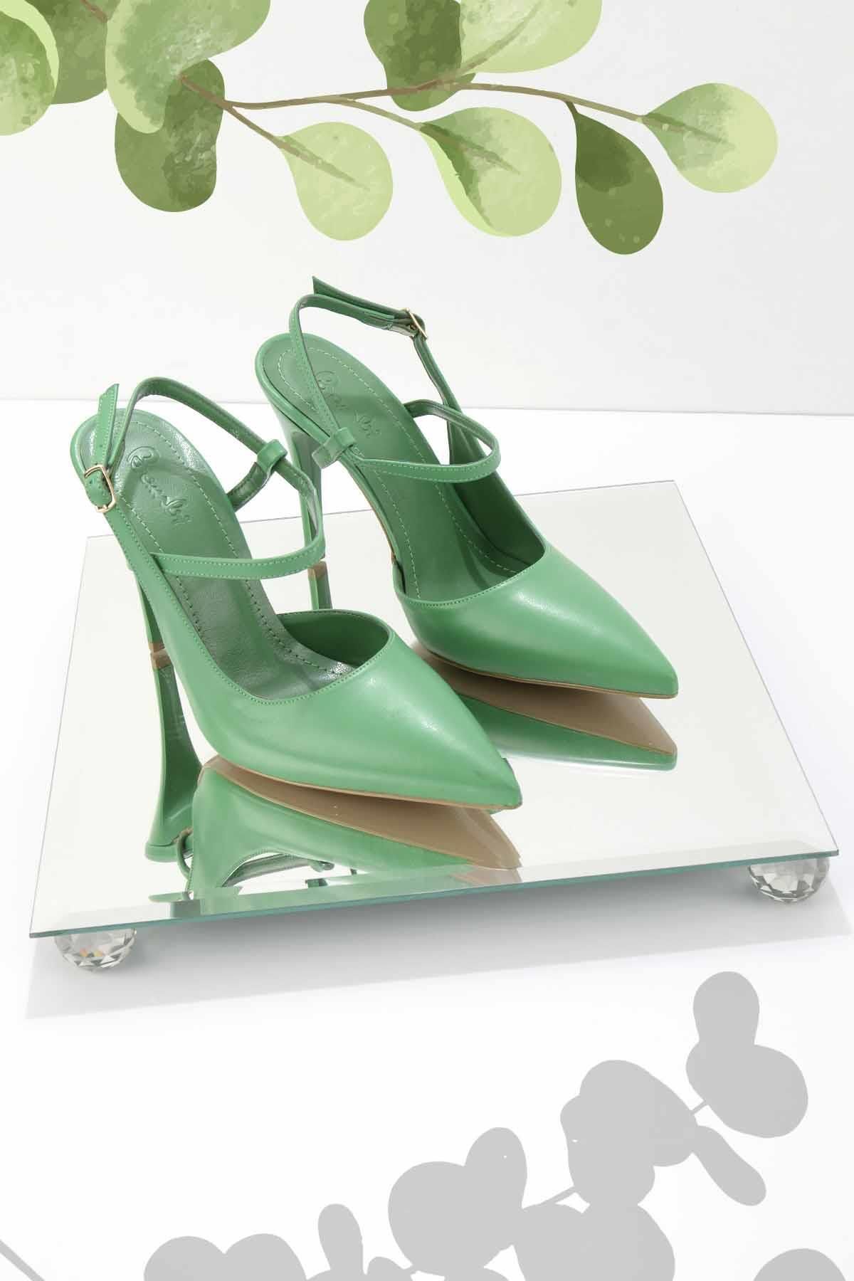 Bambi Yeşil Kadın Klasik Topuklu Ayakkabı K01237179009