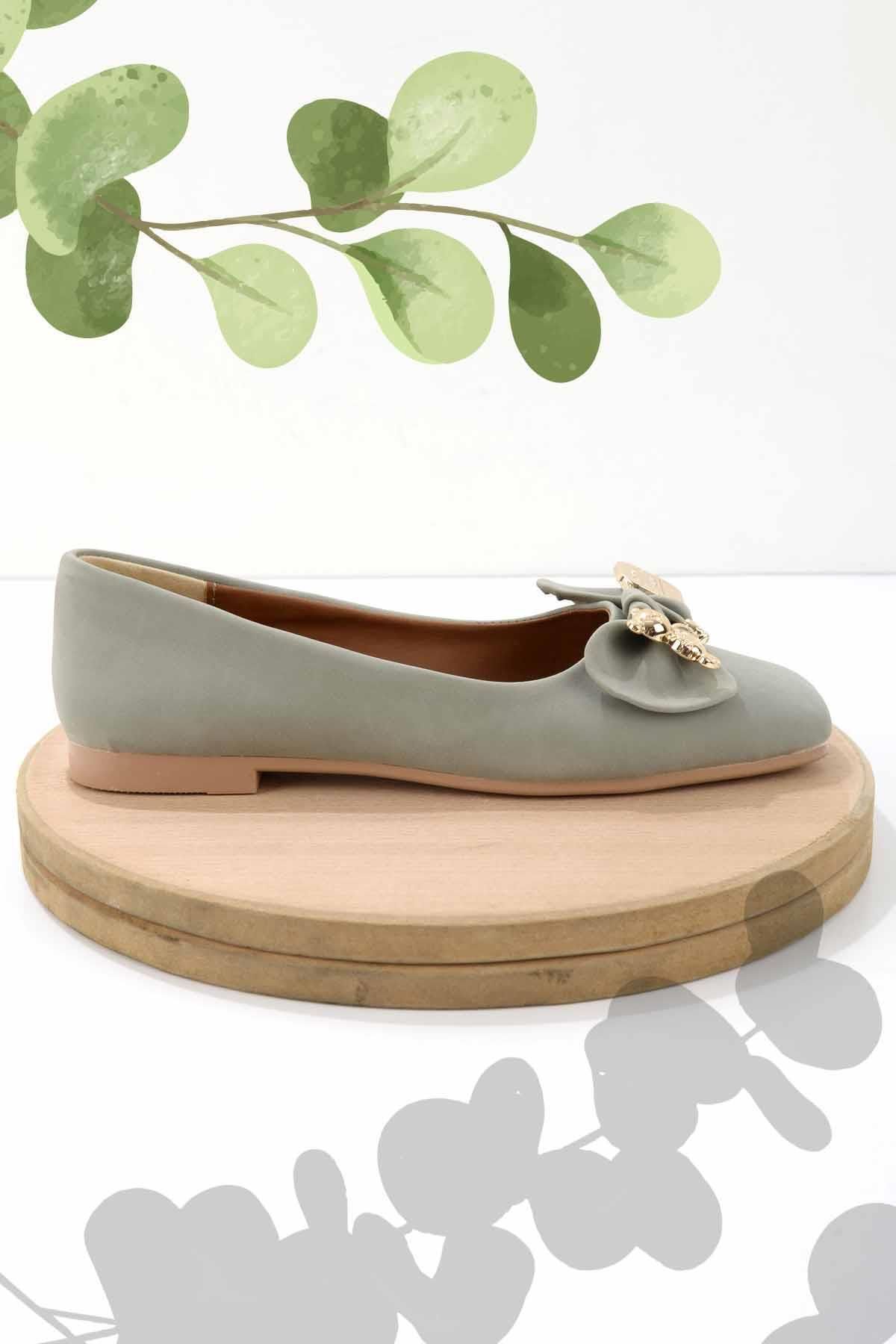 Bambi Su Yeşili Nubuk Kadın Loafer Ayakkabı K01641121401