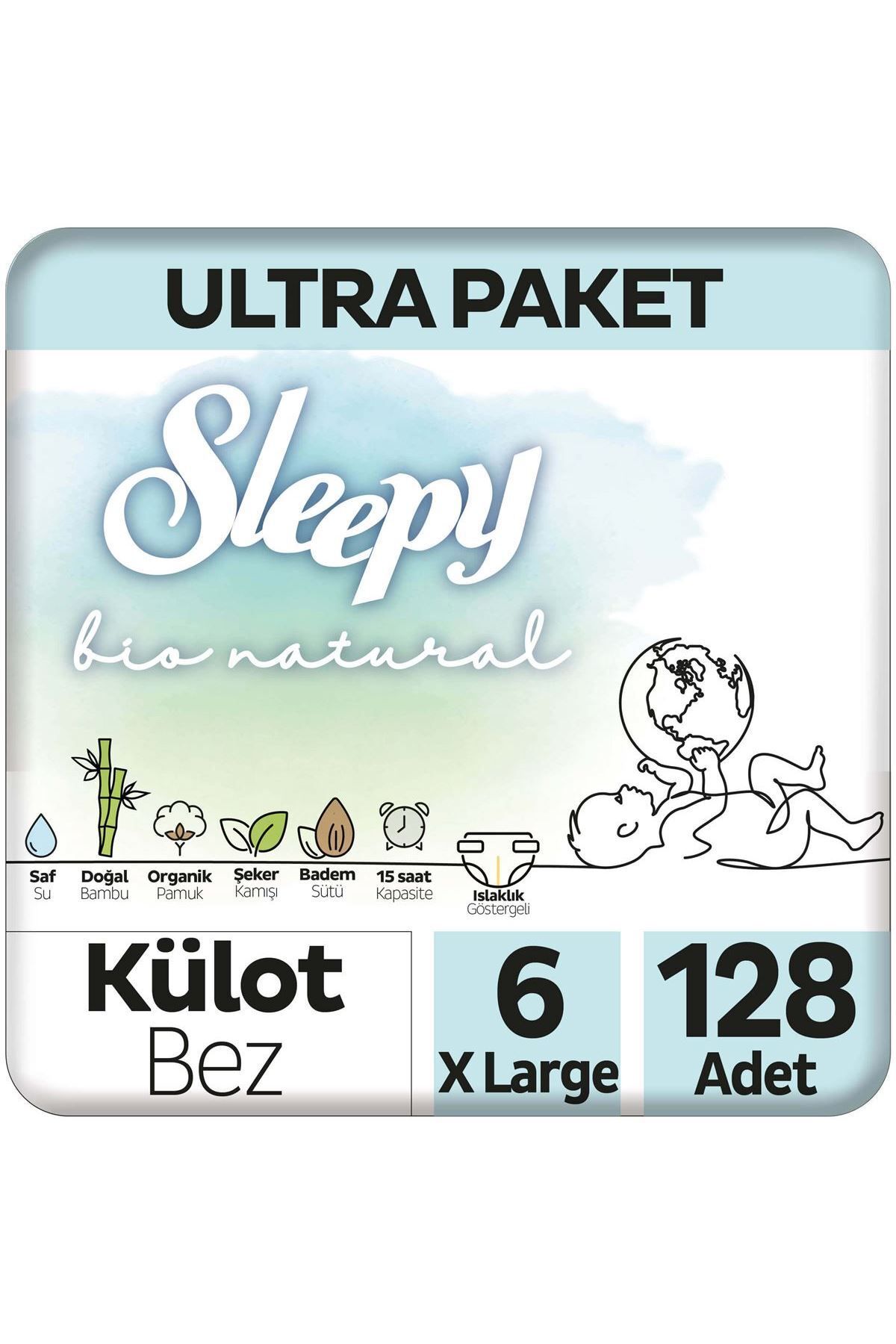 Sleepy Bio Natural Ultra Paket Külot Bez 6 Numara Xlarge 128 Adet
