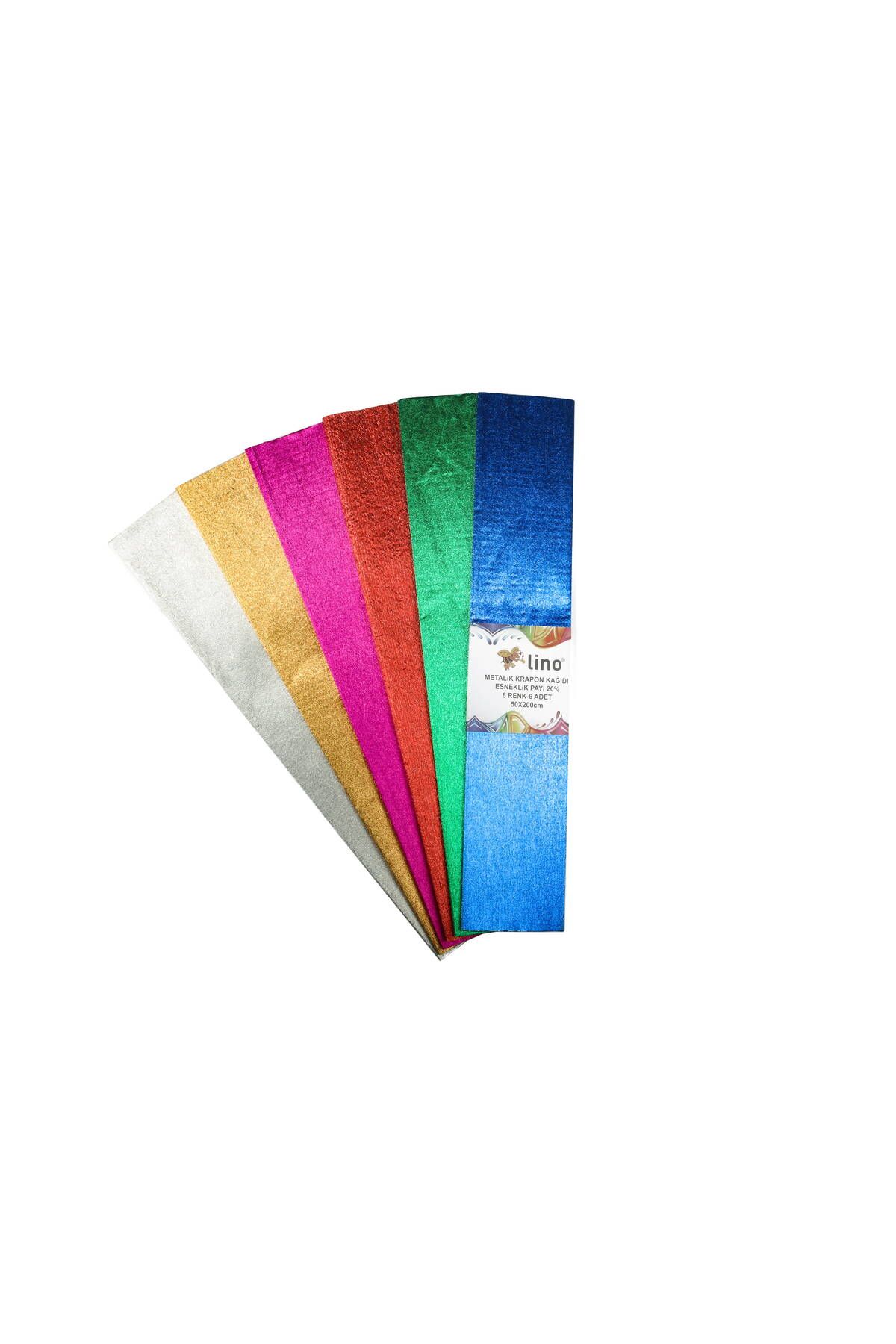Lino Lüx Metalik Krapon Kağıdı 6 Renk 6lı(50X200 CM.)