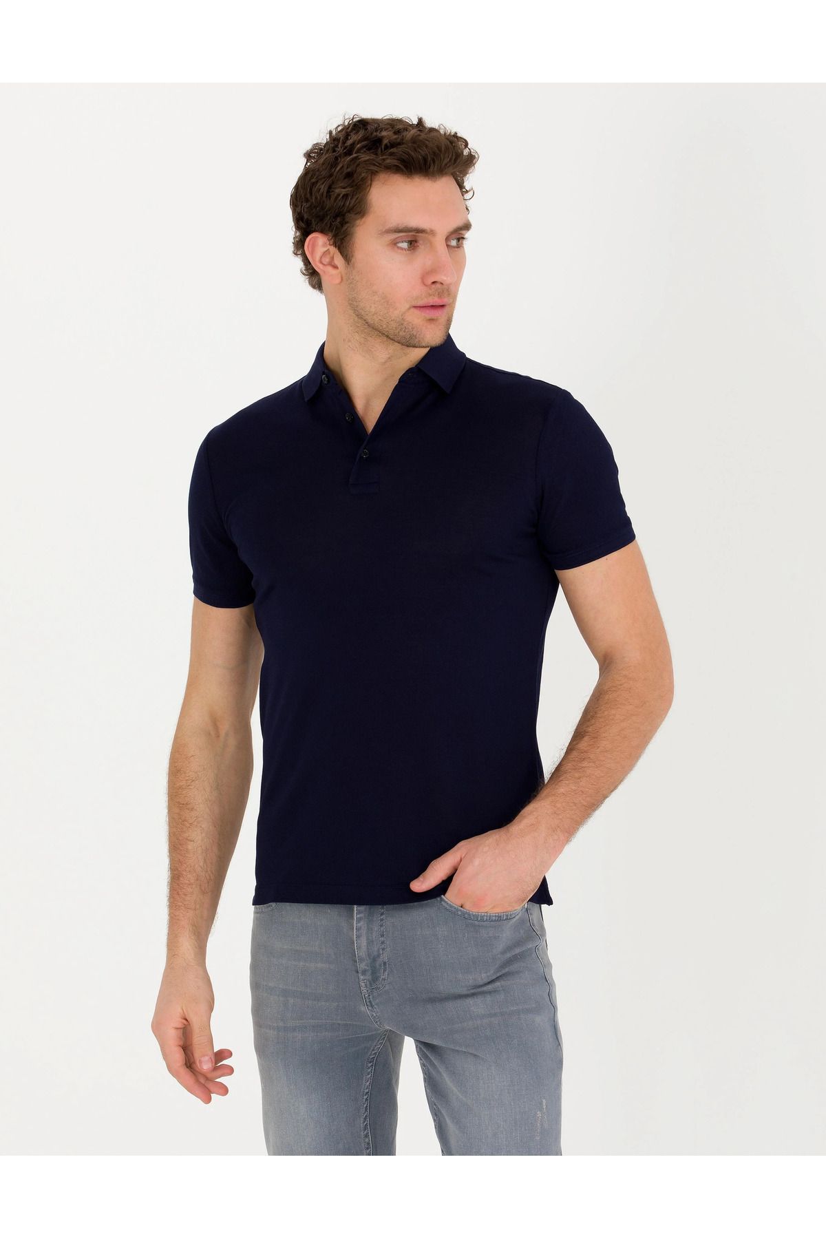 Cacharel Polo Yaka Slim Fit Basic T-Shirt %100 Pamuk 1849055