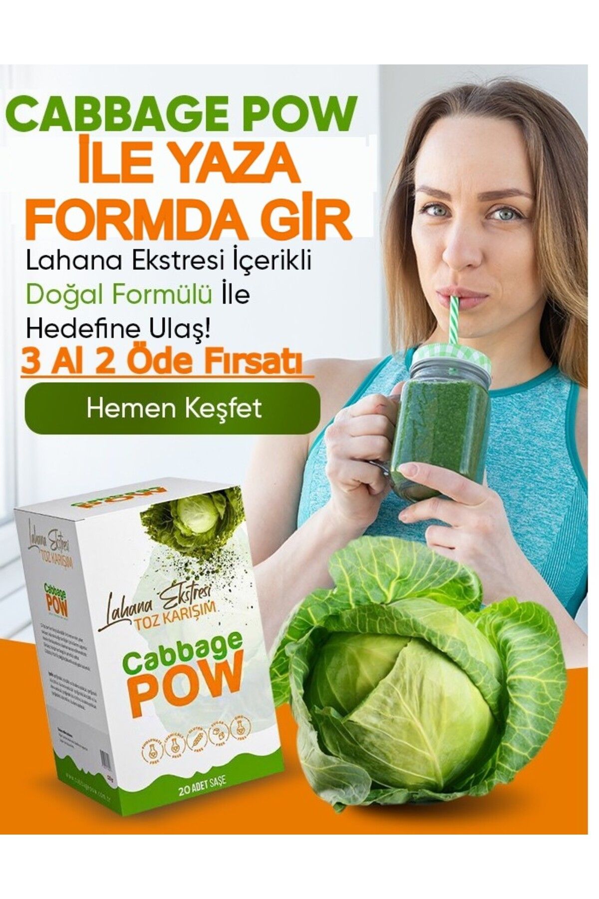 Cabbage Pow Lahana Powder Lahana Ekstralı Detox Çayı