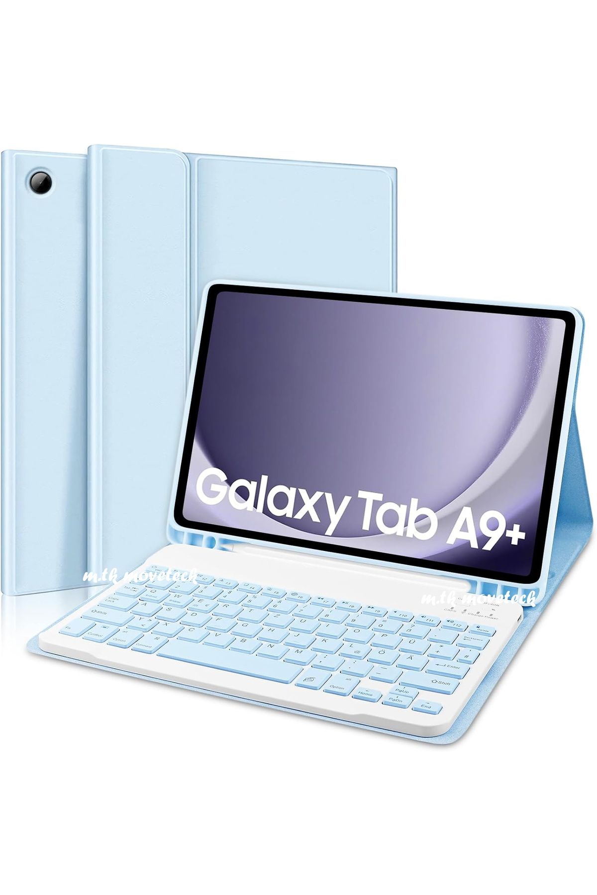 m.tk moveteck Samsung Galaxy Tab A9 Plus 11 Inç Uyumlu Bluetooth Özellikli Standlı Kalem Bölmeli Klavyeli Kılıf