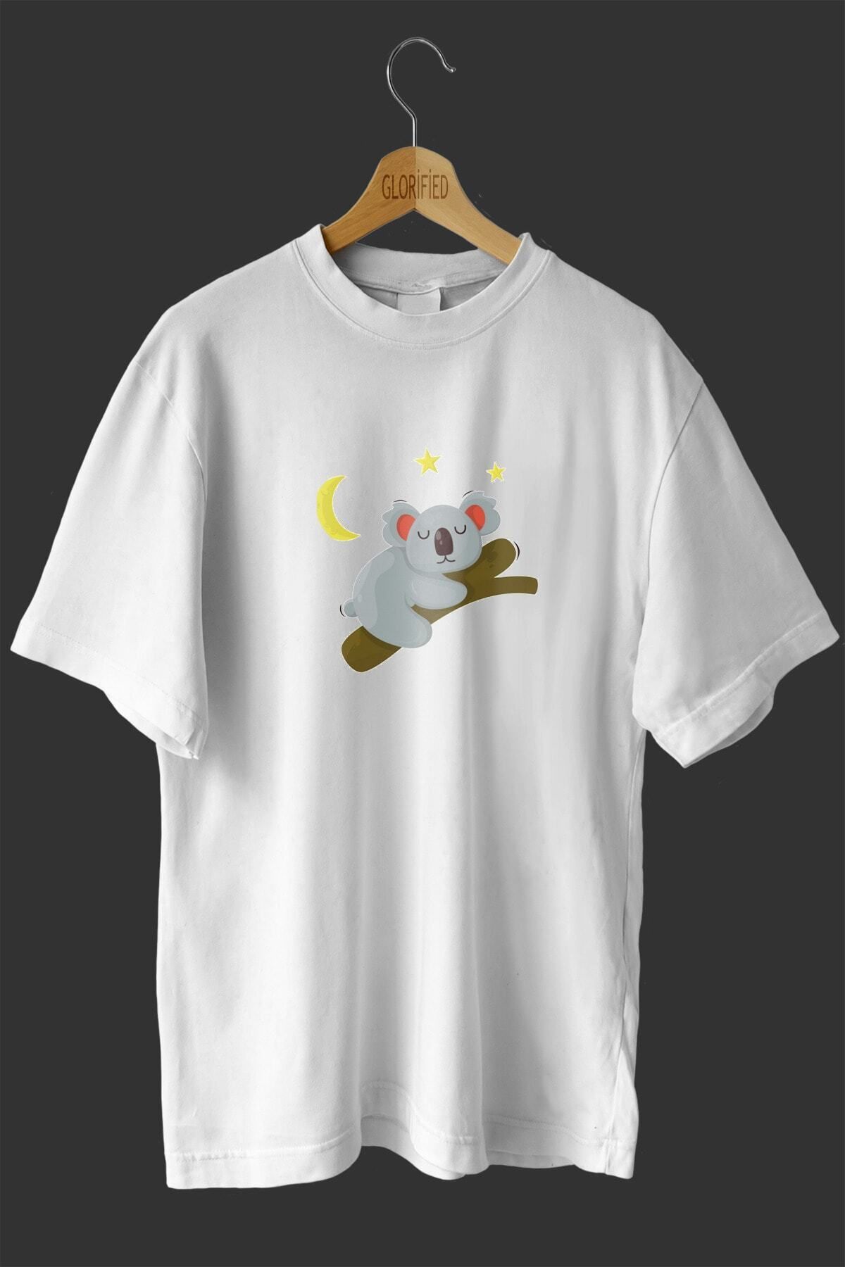 CB MAN COLLECTİON Uykucu Koala Tasarım Baskılı Oversize T-shirt
