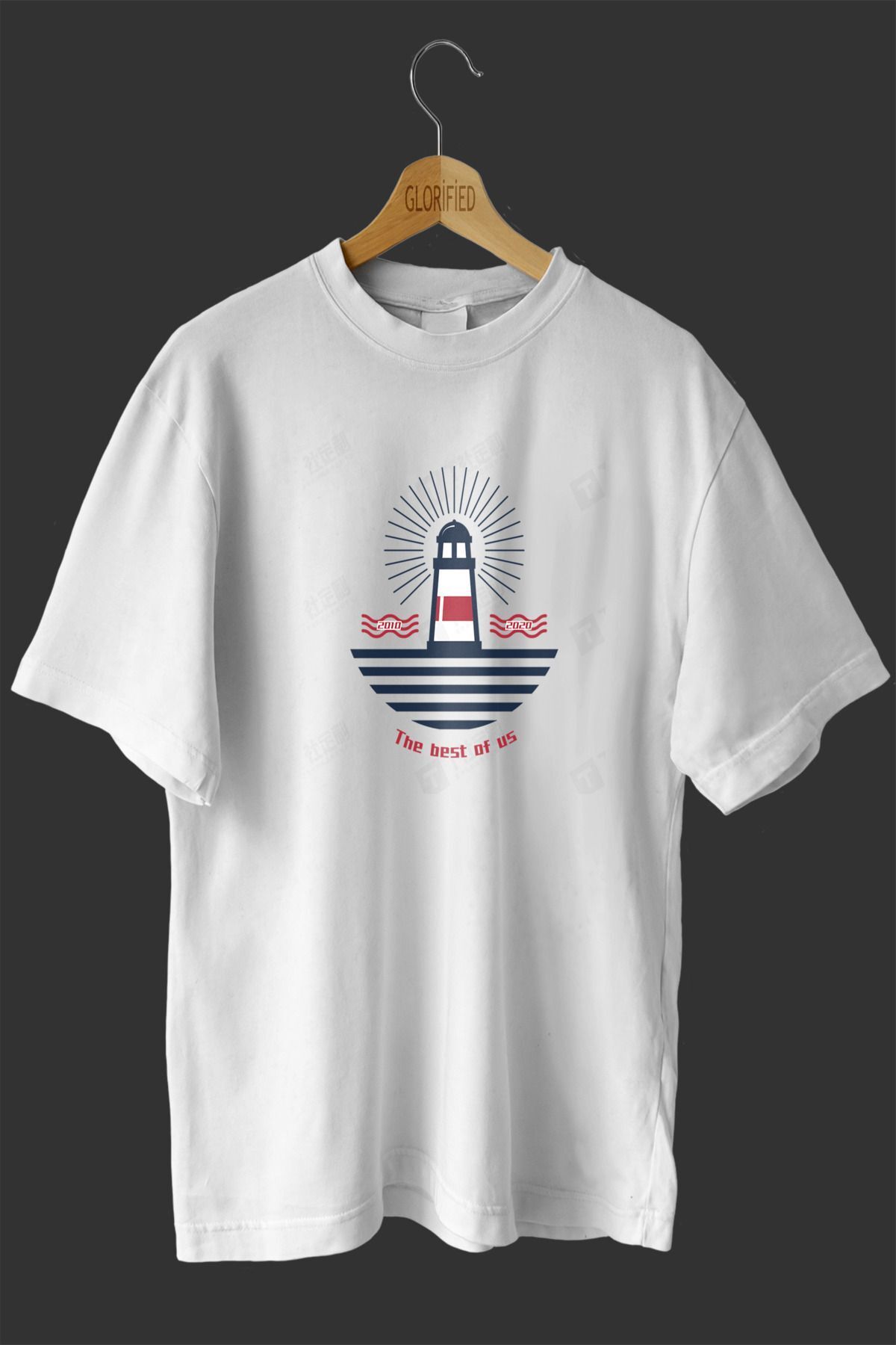 CB MAN COLLECTİON Deniz Feneri Tasarım Baskılı Oversize T-shirt ( Tişört )