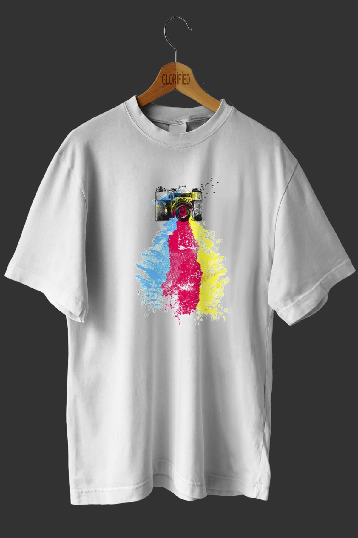 CB MAN COLLECTİON Fotoğraf Makinesi Tasarım Baskılı Oversize T-shirt ( Tişört ) %100 Cotton