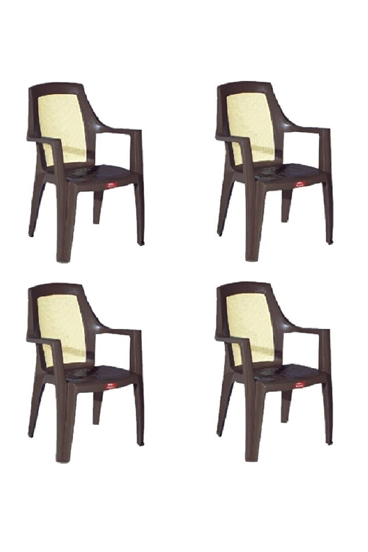ALMİNA Plastik Bahçe Sandalyesi Bahçe Balkon Ve Teras Sandalyesi Çift Renk Sandalye Takımı 4 Adet