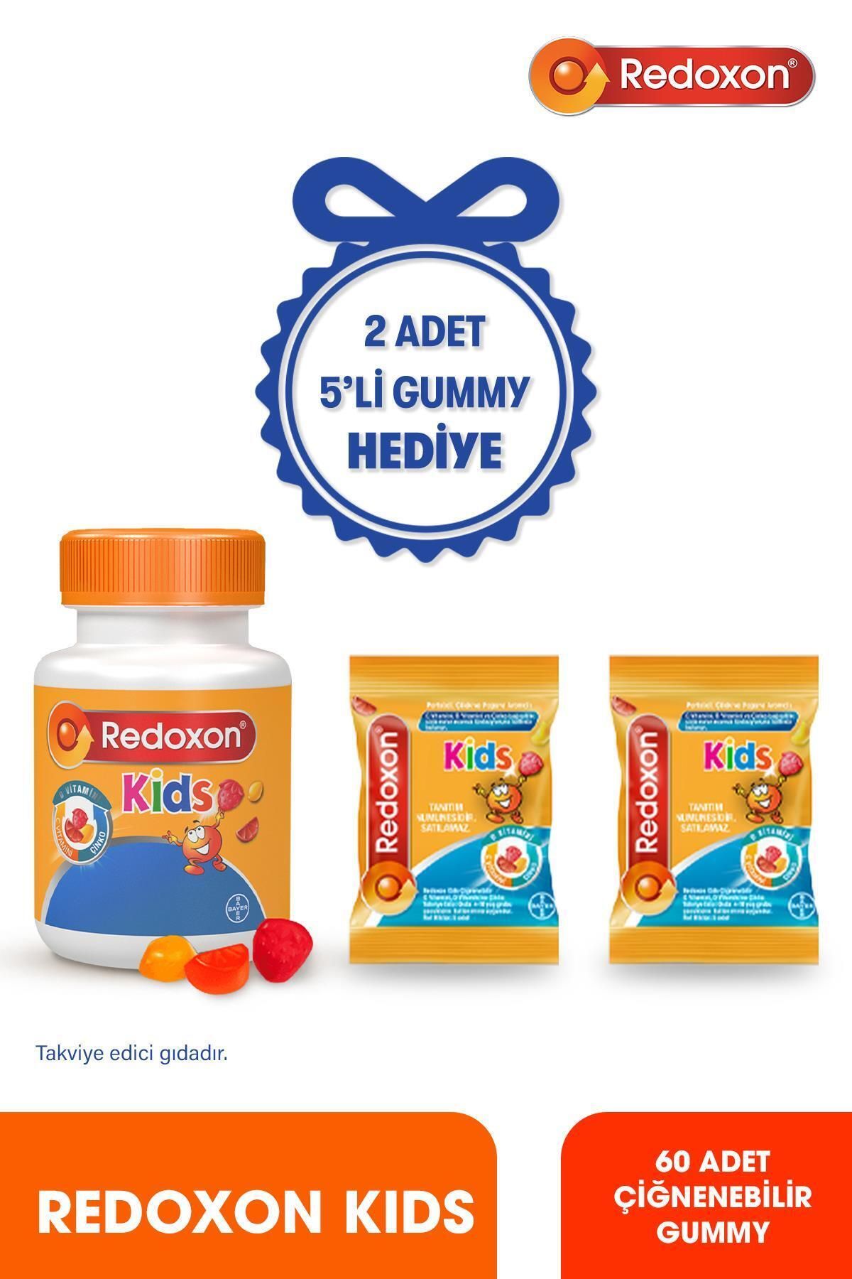 Redoxon Kids 60 Çiğnenebilir Gummy + 2 adet 5’li Paket |Çocuklar Için C Vitamini, D Vitamini Ve Çink