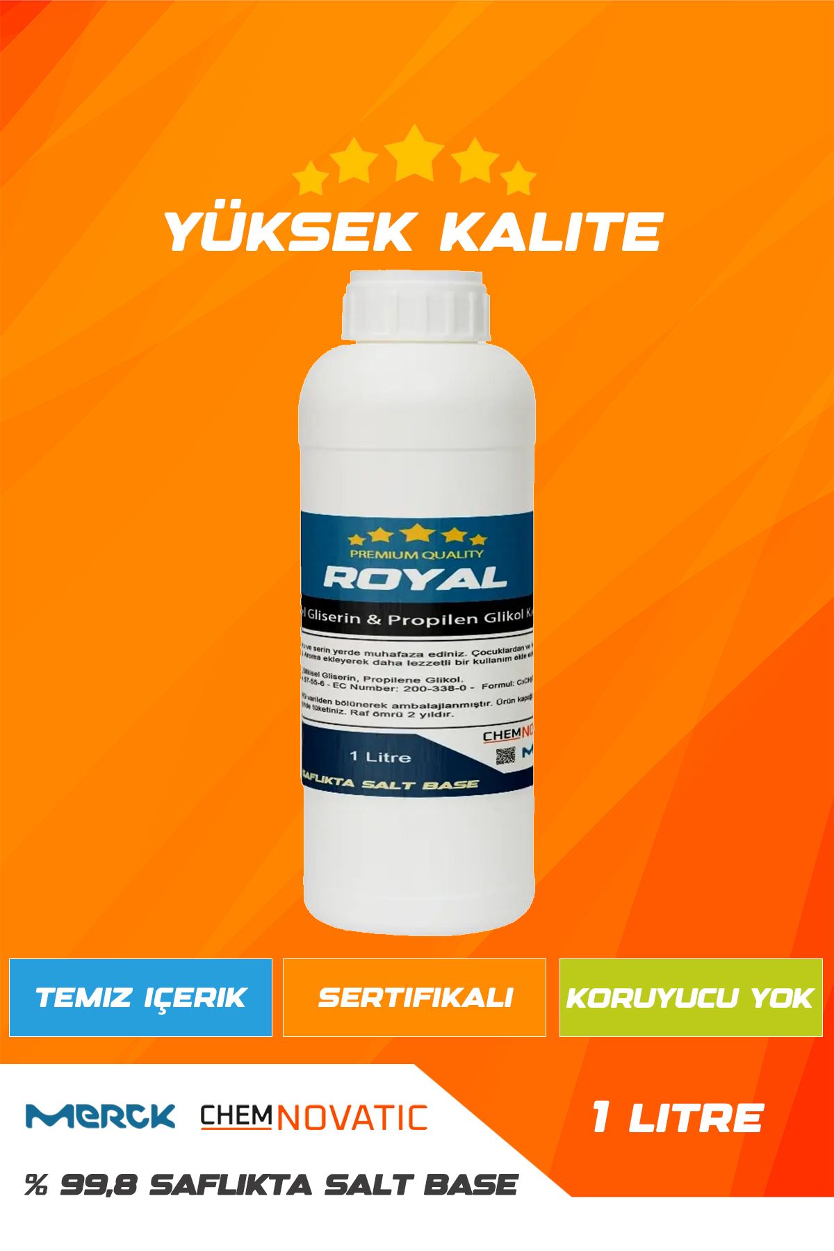 Royal Salt Nbase VG70 PG30 1 Litre 25mg Merck En iyi Kalite
