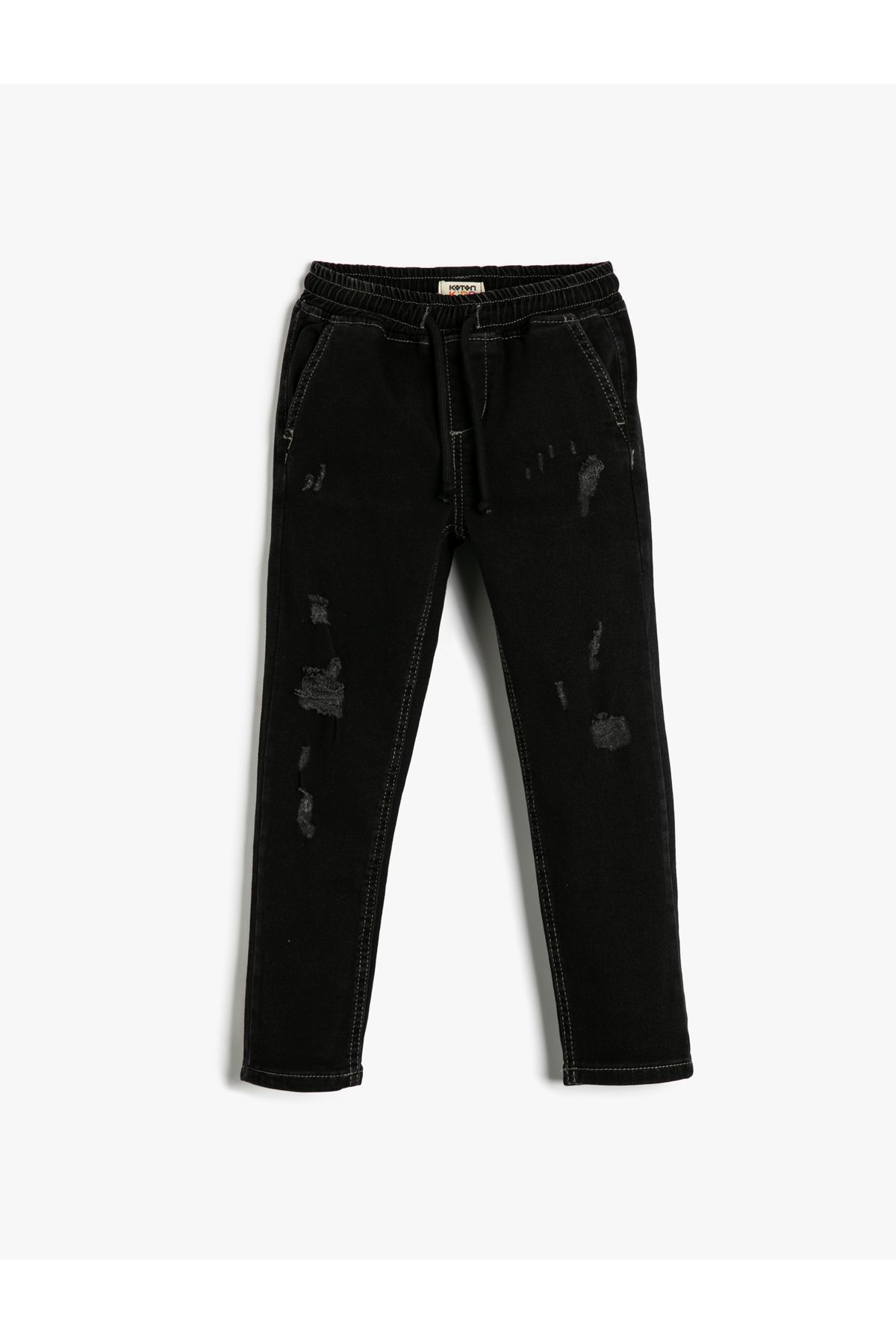 Koton Kot Pantolon Beli Bağlamalı Cepli Pamuklu - Regular Jean Beli Ayarlanabilir Lastikli