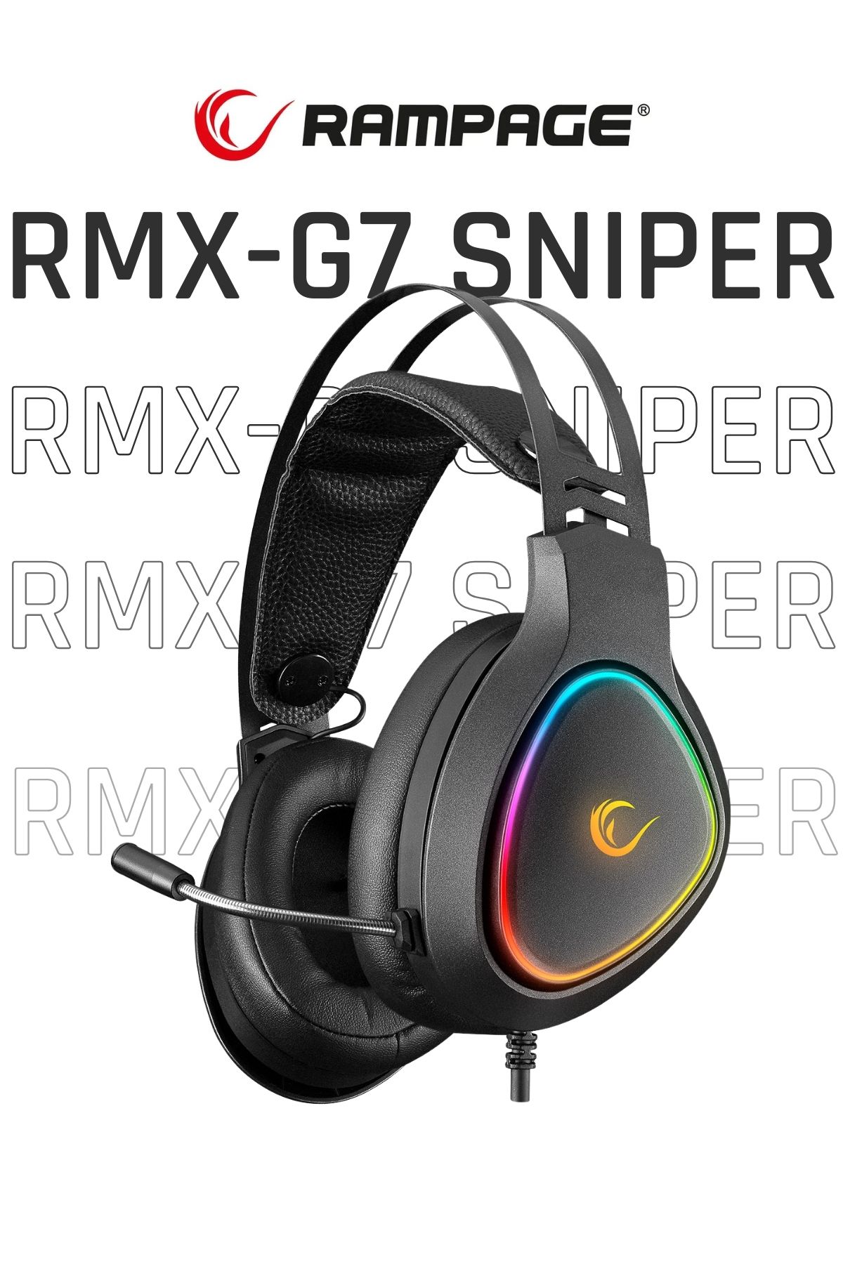 Rampage RMX-G7 SNIPER Siyah USB 7.1 RGB Gaming Mikrofonlu Oyuncu Kulaklık Kulaklık