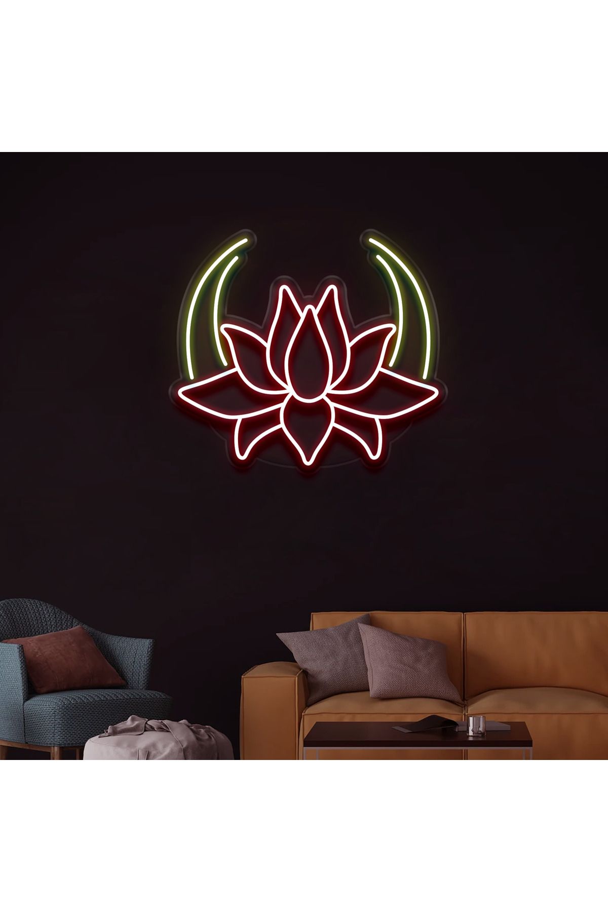 cnckoleksiyon Lotus Çiçek Neon Tabela  - Led Dekoratif Duvar Aydınlatması - 5mm Şeffaf Pleksi Malzemesi