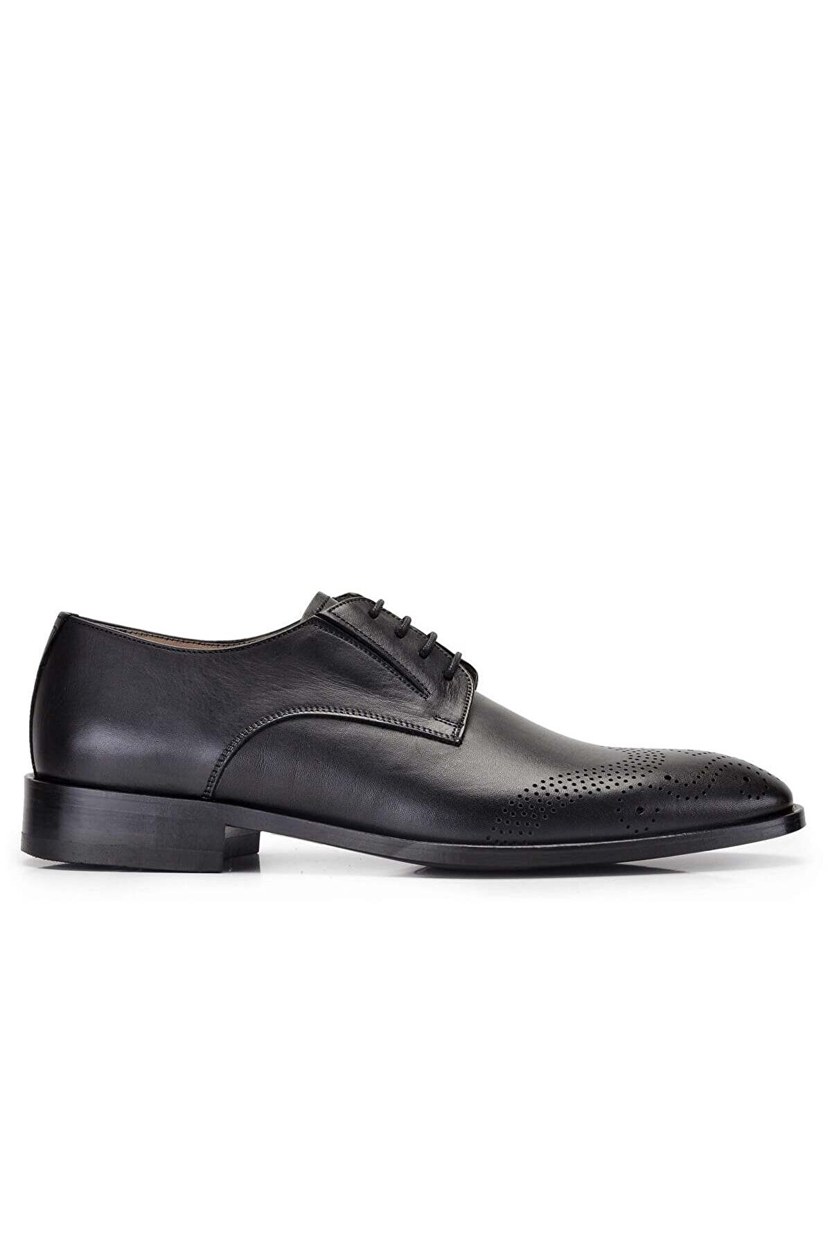 Nevzat Onay Siyah Klasik Bağcıklı Kösele Erkek Ayakkabı -9407-