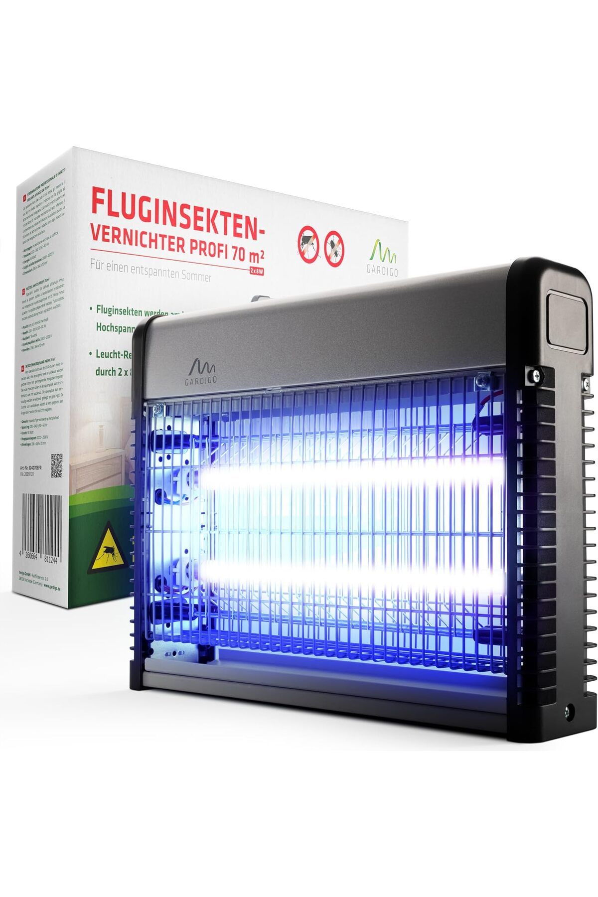 Gardigo 70 m² UV Sivrisinek Işık Böcek Öldürücü Elektrikli Sivrisinek Tuzağı, Asılı Zincir,