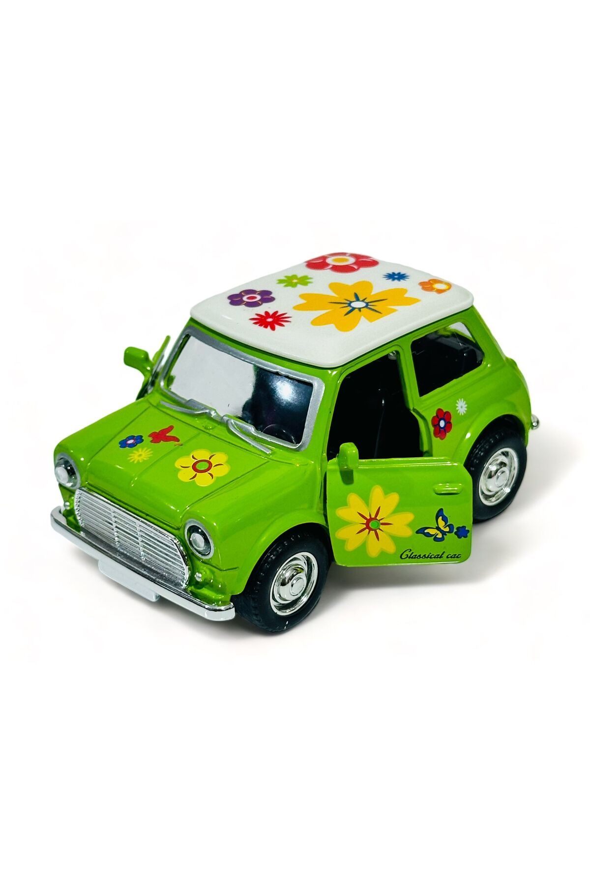 tmtoysandmore mini cooper metal çiçek desenli araba die cast araç 1:36
