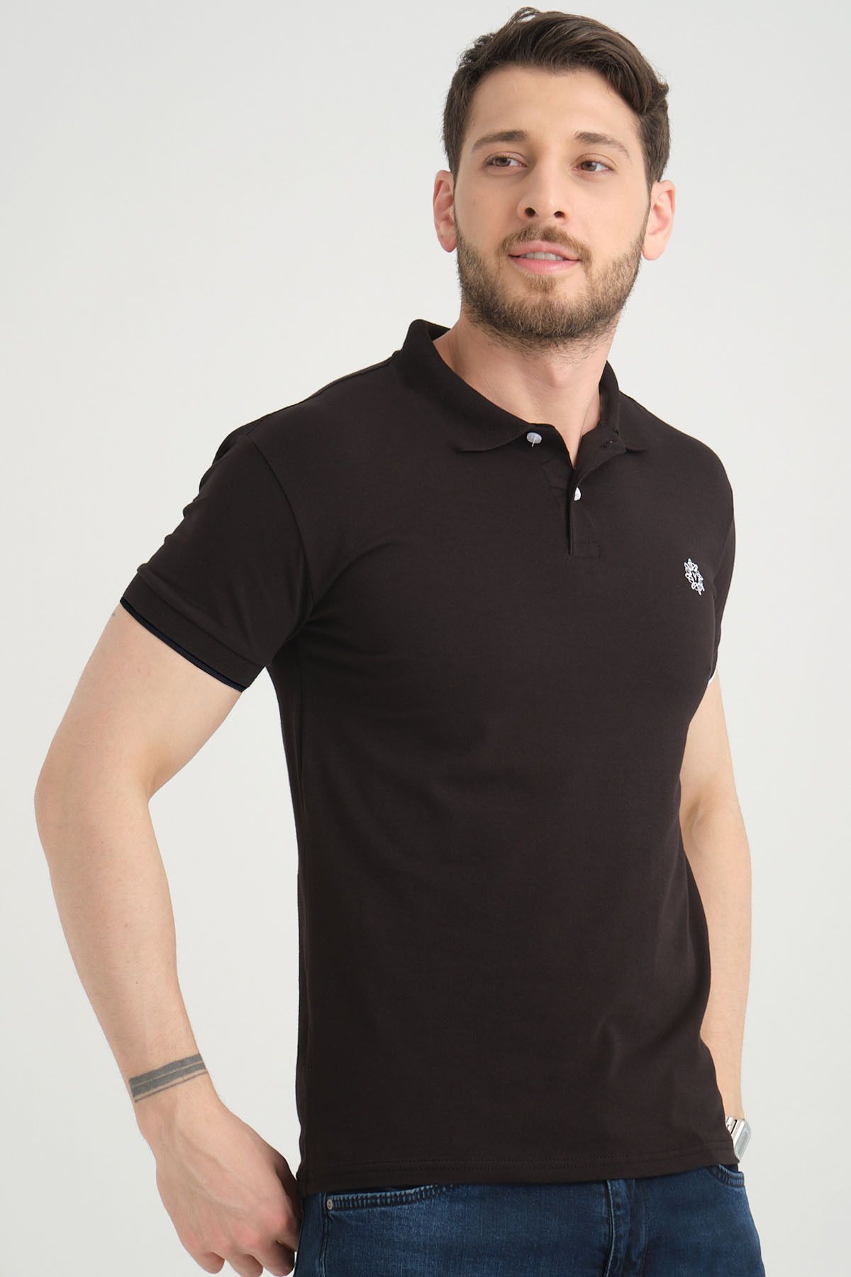 Varetta Erkek Net Siyah Polo Yaka Yazlık Pamuklu Kısa Kollu T shirt
