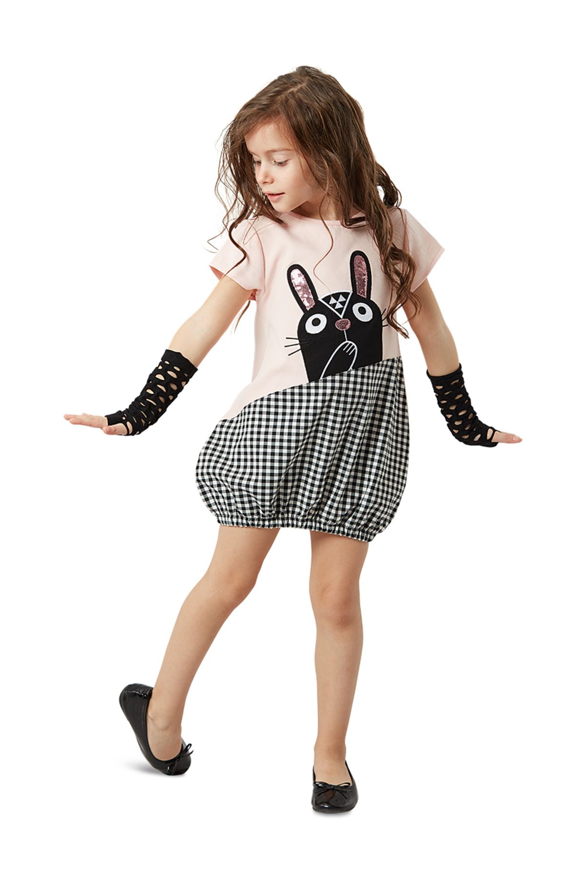 Denokids Şaşkın Tavşan Kız Çocuk Elbise