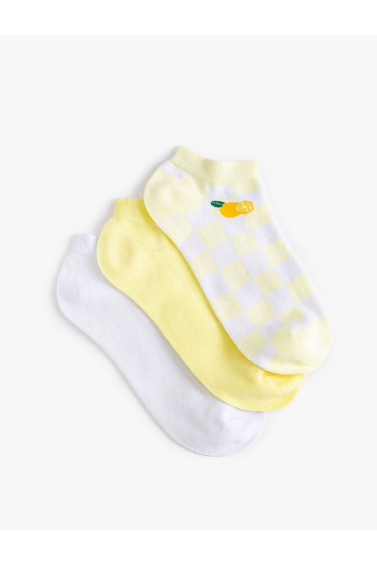 Koton 3'lü Patik Çorap Seti Meyve Desenli Çok Renkli