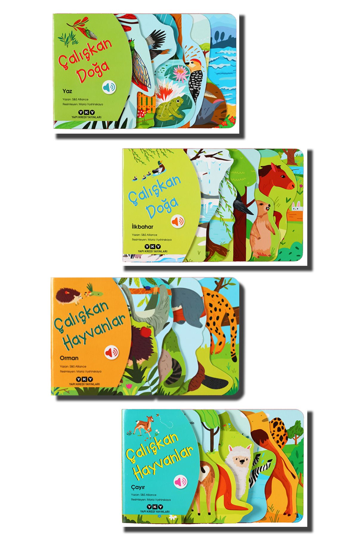 Yapı Kredi Yayınları Çalışkan Doğa Yaz - İlkbahar - Çalışkan Hayvanlar Orman - Çayır Sesli Kitap Set