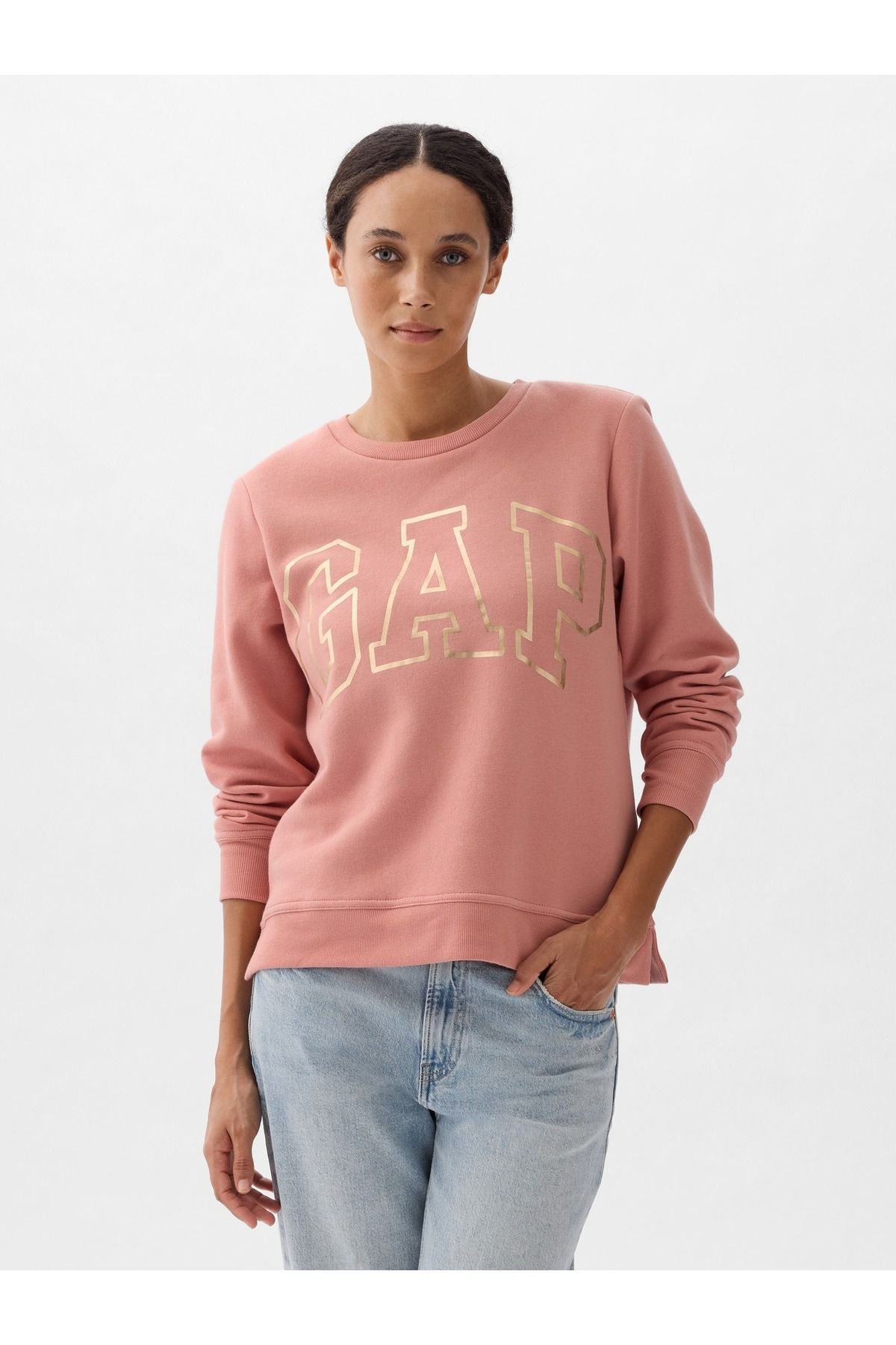 GAP Kadın Pembe Relaxed Gap Logo Fleece Sweatshirt