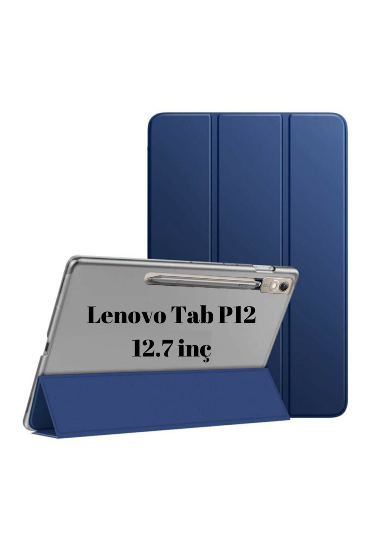 UnDePlus Lenovo Tab P12 12.7inç Tb370fu Kalem Bölmeli Kılıf Pu Deri Smart Standlı Case