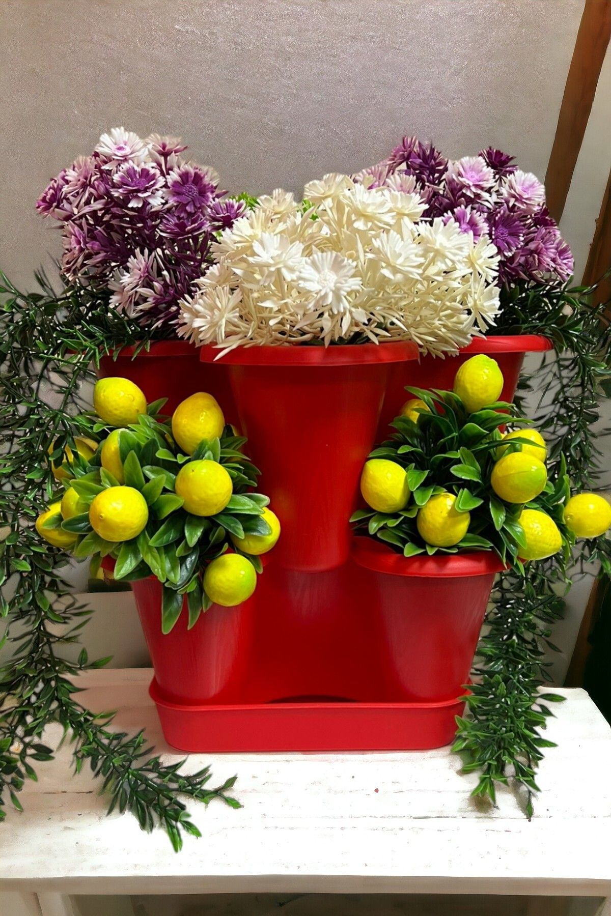 Arsimo 2 Katlı Şanslı Yonca Kule Saksı Seti | Çiçek Bitki Sebze Meyve Salon Mutfak Banyo Bahçe Saksı Seti