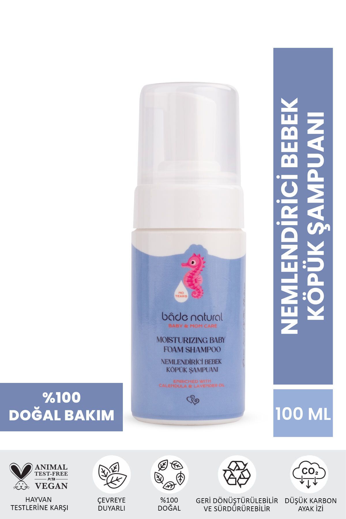 Bade Natural Nemlendirici Bebek Köpük Şampuan %100 Doğal 100 ml