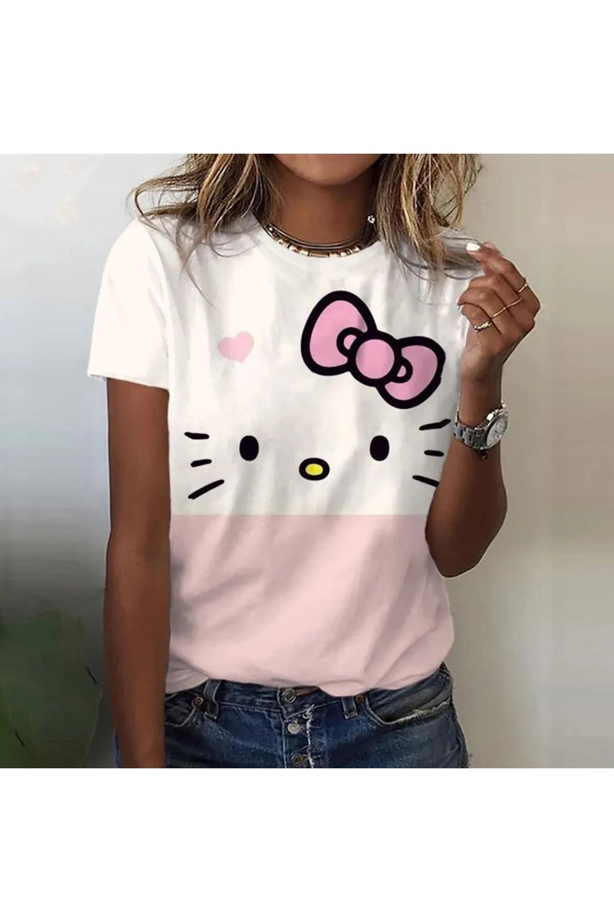 Köstebek Hello Kitty Sick Emoji Pembe (unisex) T-shirt