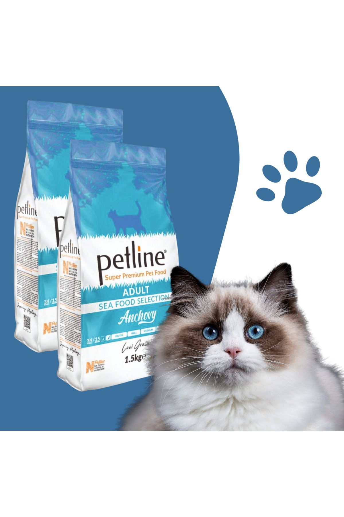 Petline S. P. Yetişkin Kedi Maması Hamsili 1.5 Kg (anchovy) Ikili Paket