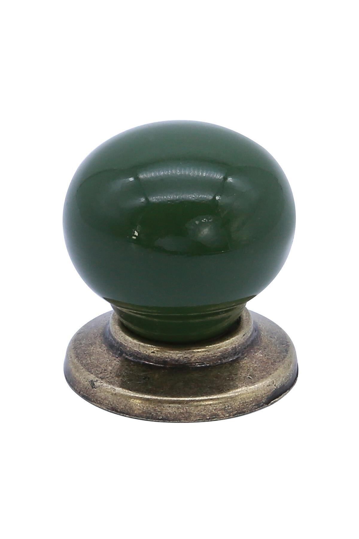 Porcellana Perla Porselen Kulp Dolap Çekmece Mobilya Kulbu Yakut Düğme-yeşil-antik Sarı-stk0131