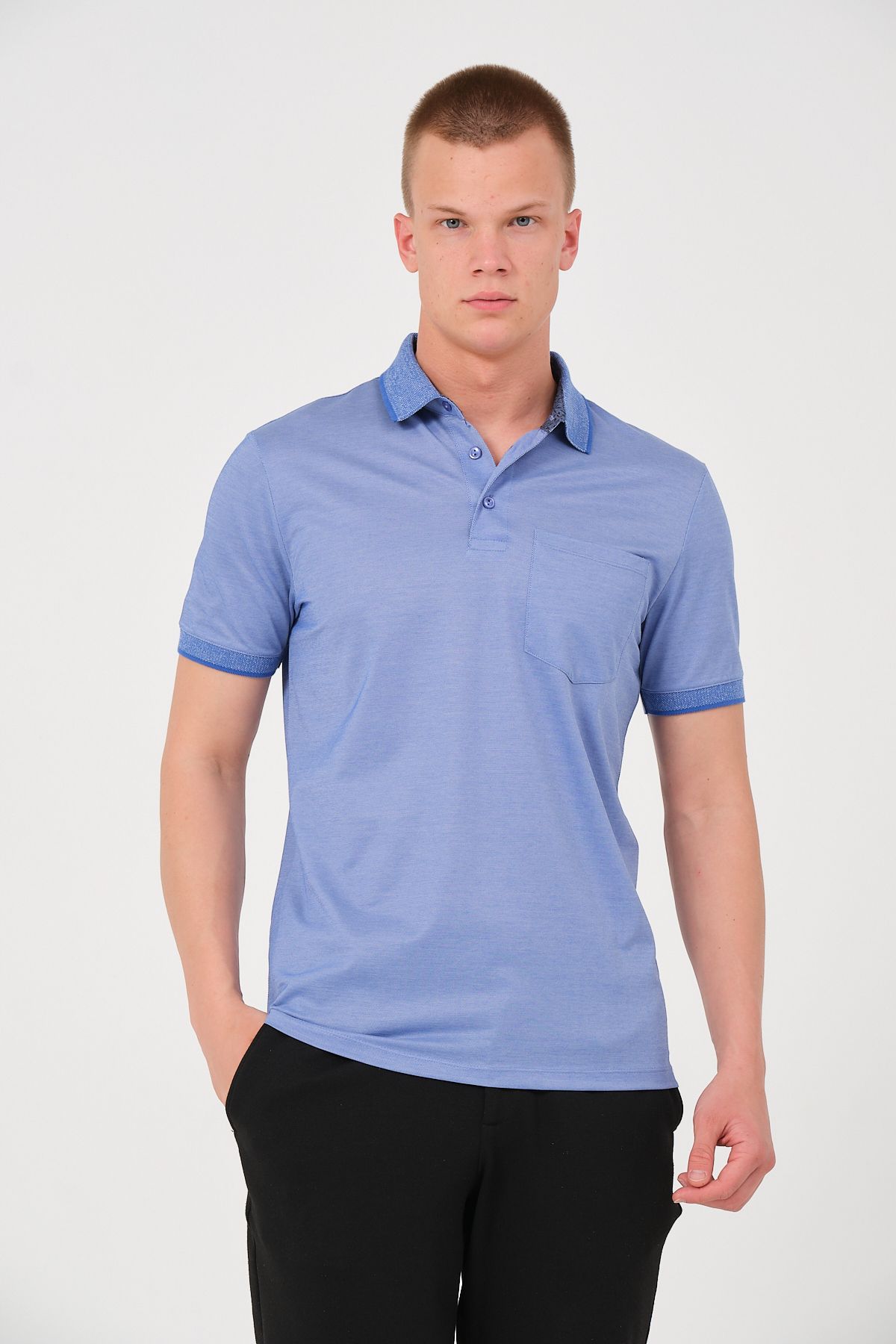 Rich Erkek Düz Renk Cepli Polo Yaka Tişört T-shirt