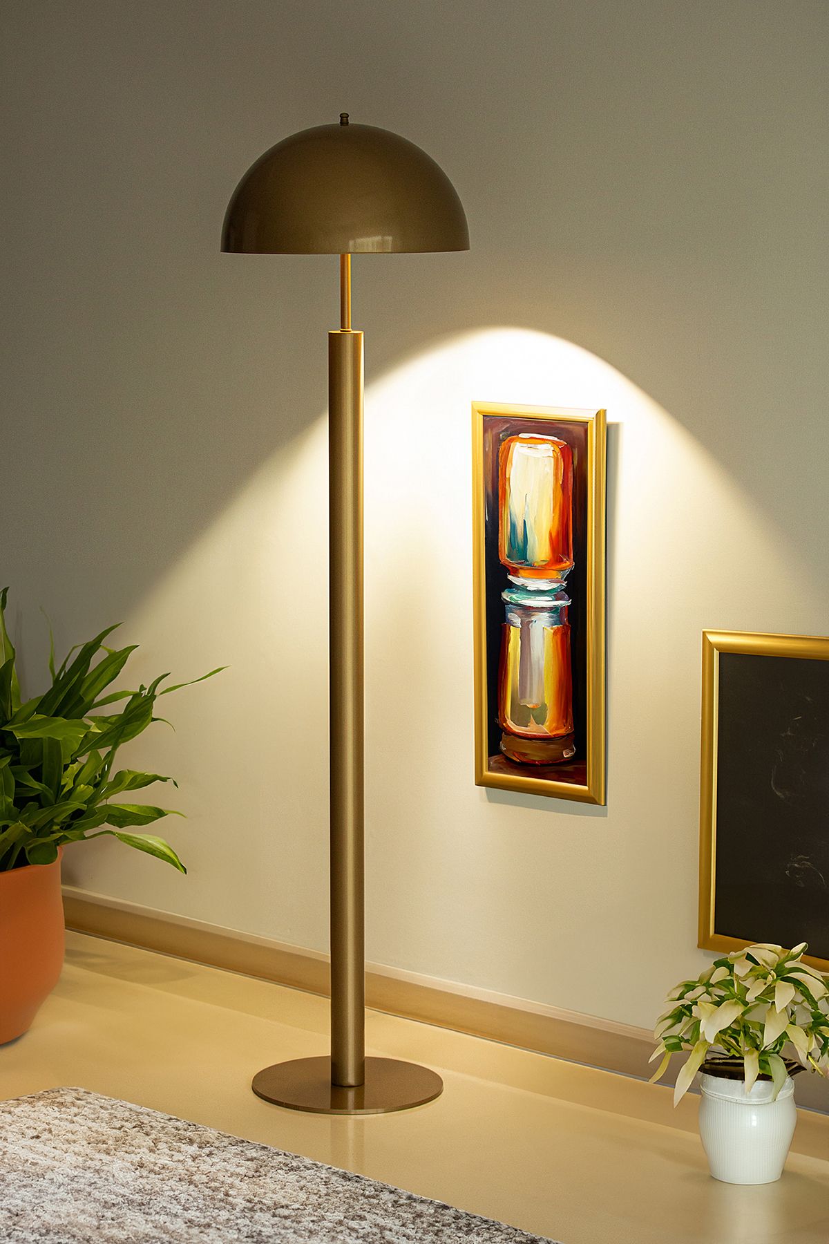Vinner Noa Eskitme Gold Mushroom Lambader Modern Dekoratif Metal Oturma Odası Çalışma Odası Zemin Lambası
