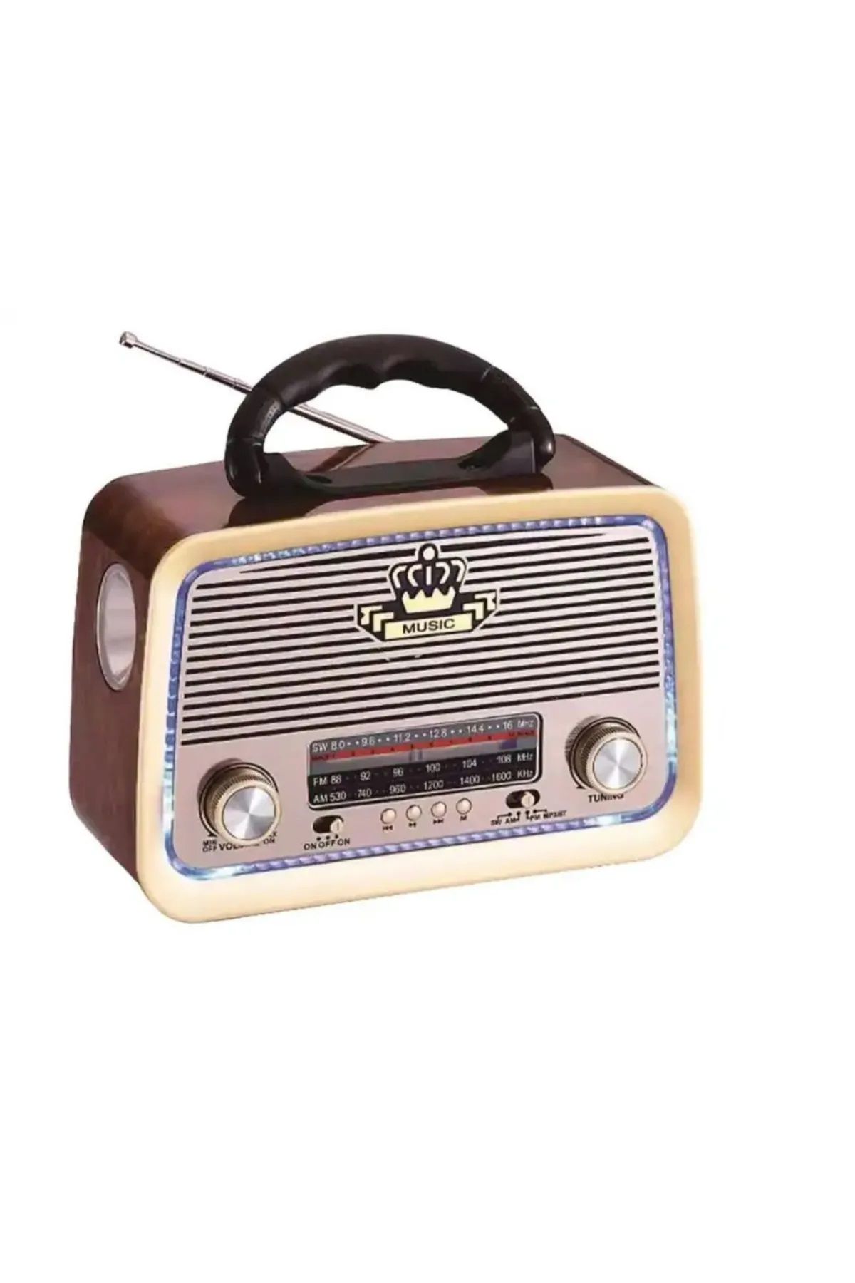 goldixpir Nostalji Radyo Bluetooth+fm Radyo+usb+sd+mp3+aux  Mavi Ledli Hoparlör