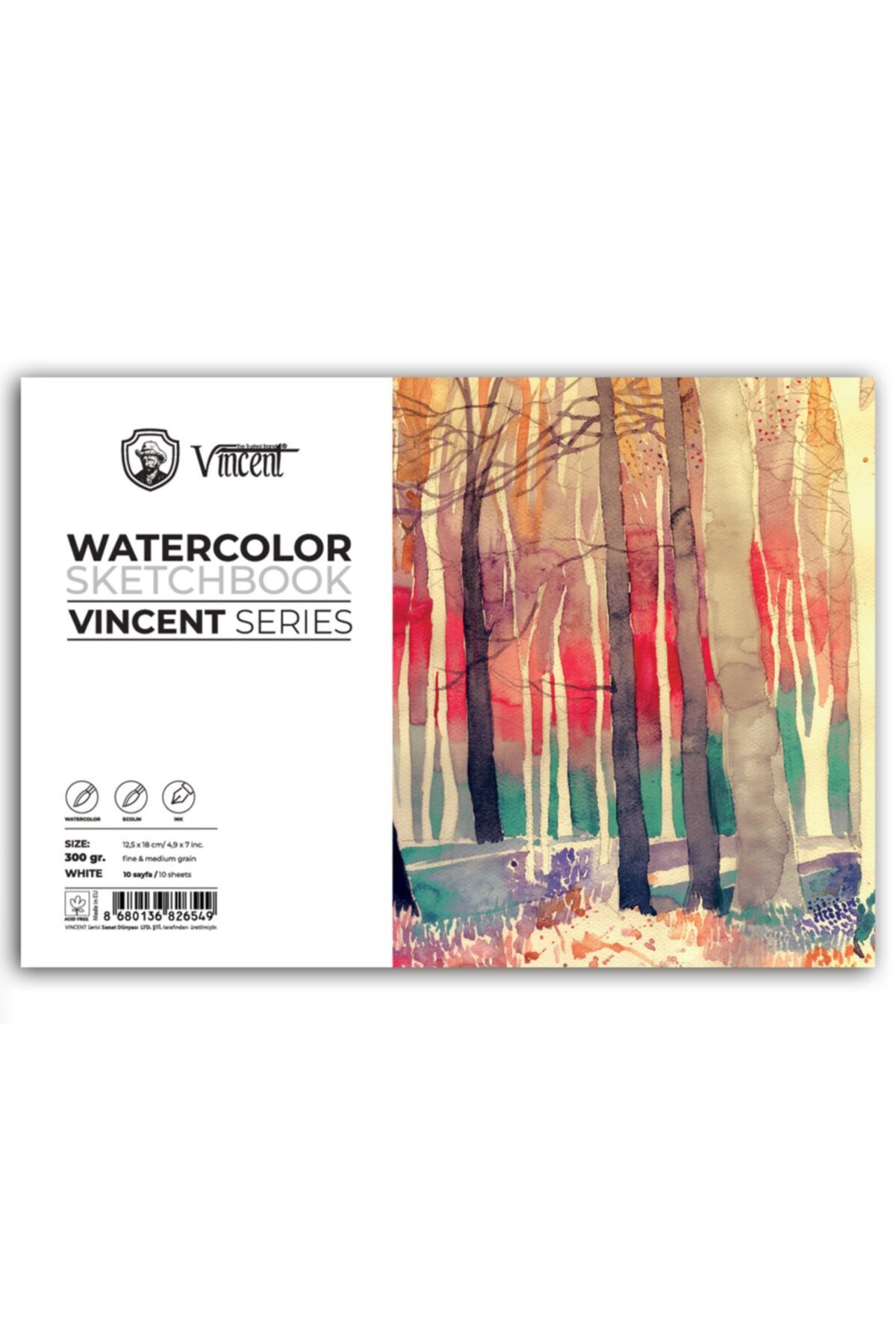 Vincent Vıncent Watercolor Sketchbook 300gr 12,5x18 10 Sayfa Suluboya Defteri